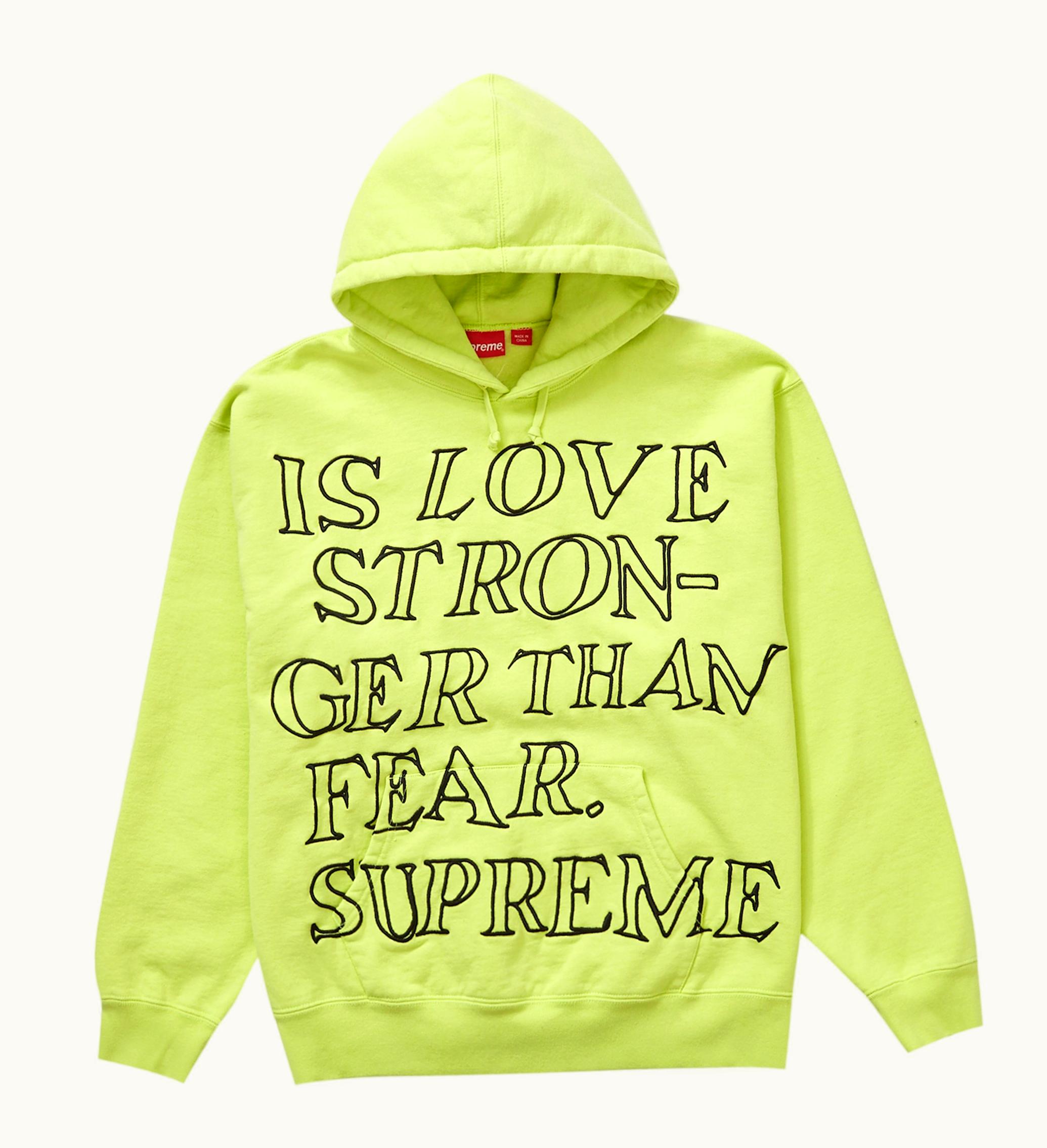 Supreme Supreme Stronger Than Fear Hooded Sweatshirt Lime
