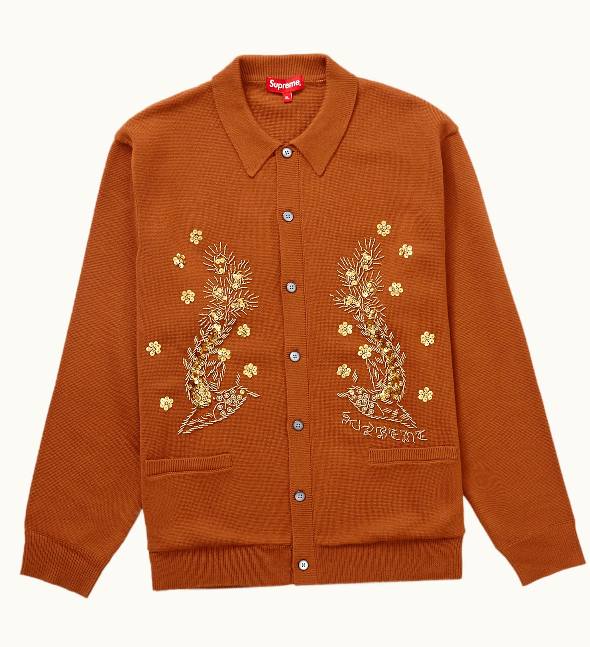 Supreme Supreme Beaded Applique Cardigan Rust