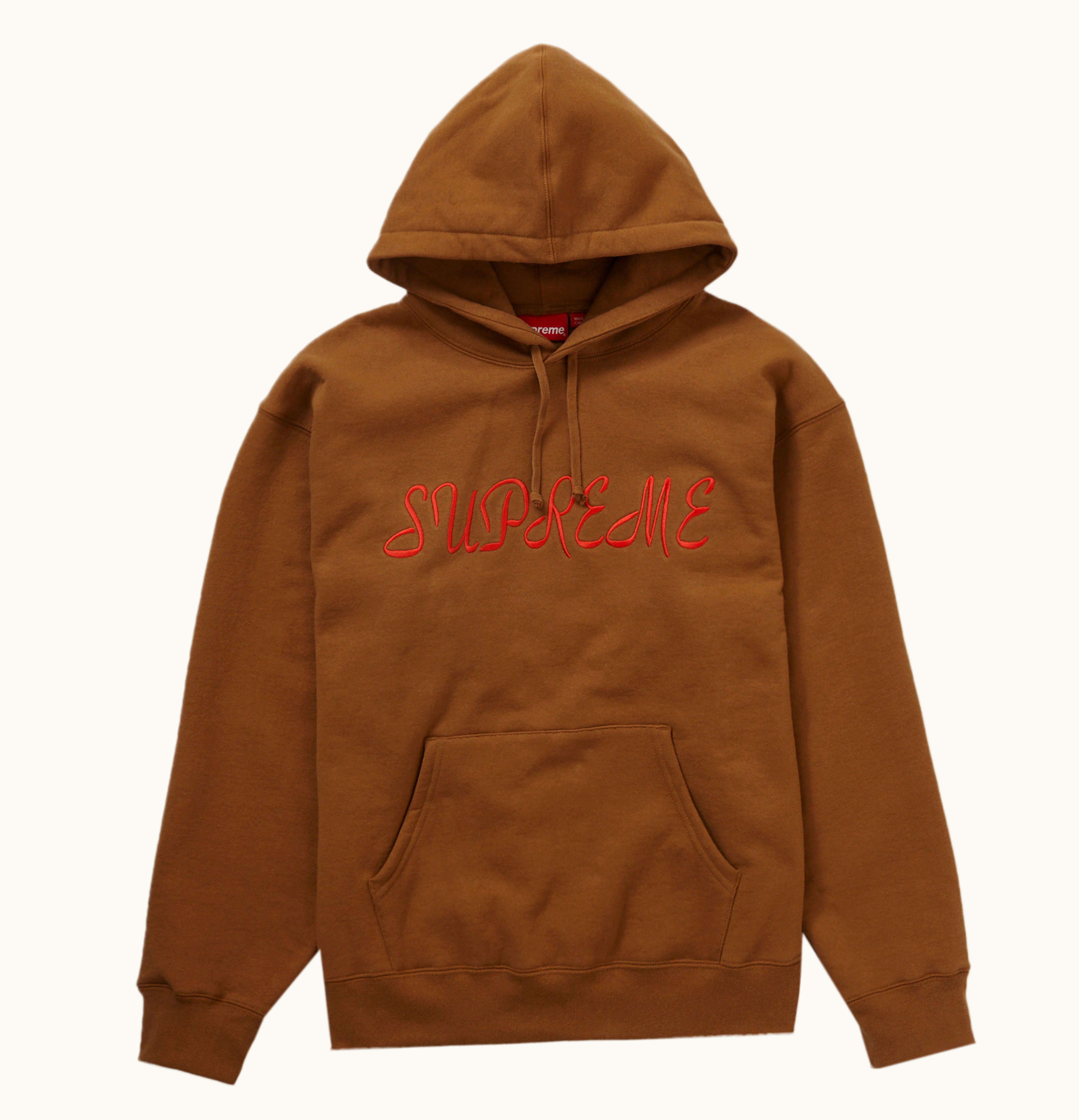 Supreme Supreme Script Hooded Sweatshirt Light Brown