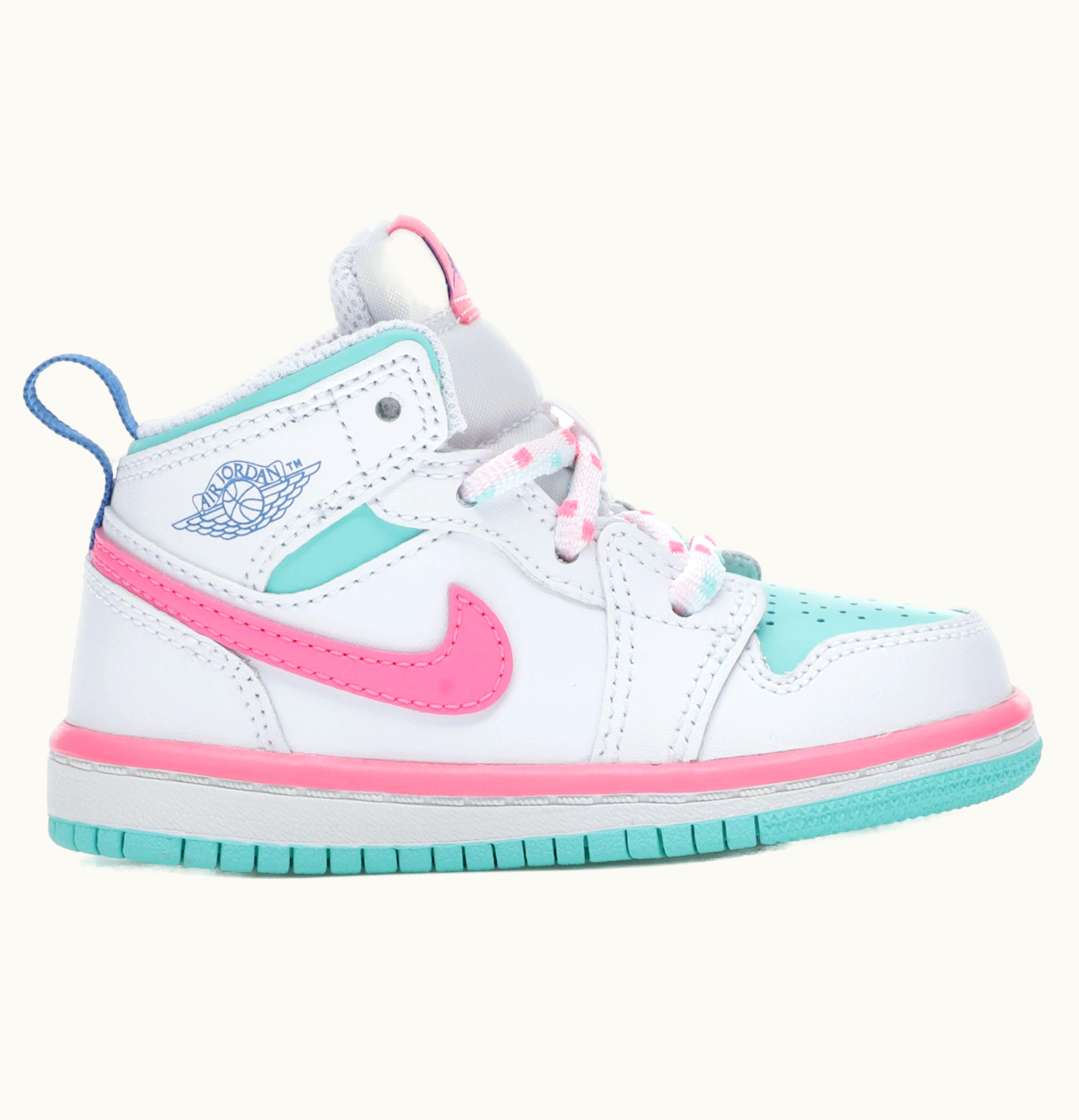 Jordan Air Jordan 1 Mid White Pink Green Soar TD