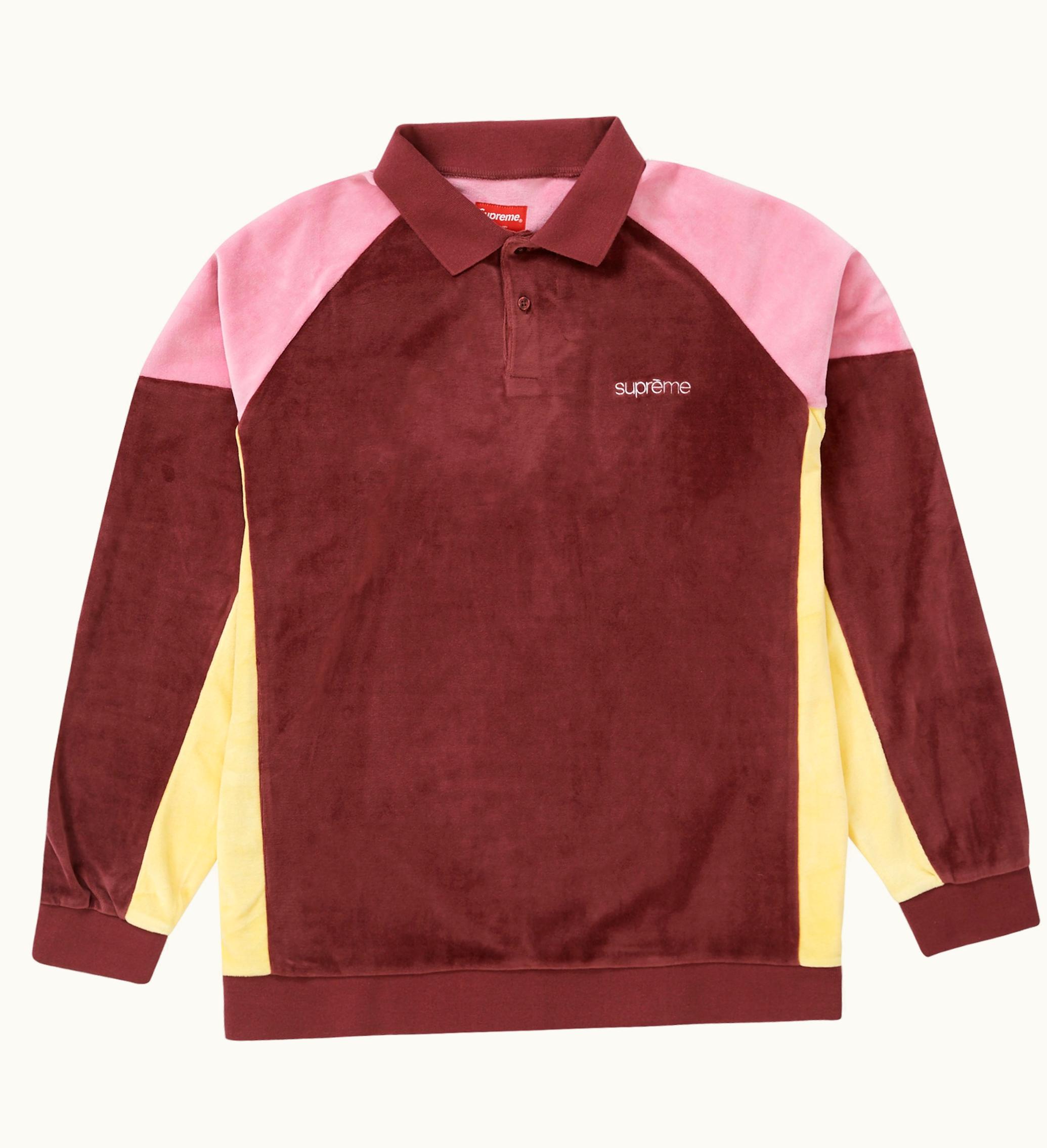 Supreme Supreme Paneled Velour L S Polo Cardinal