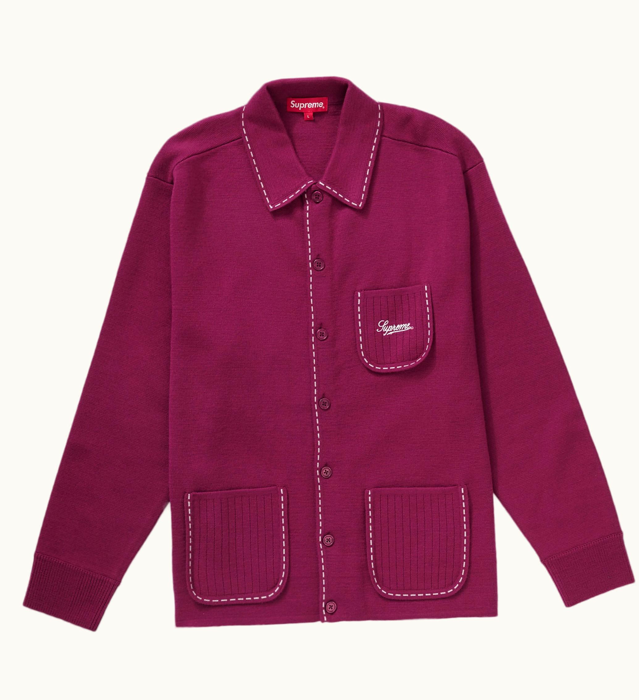 Supreme Supreme Contrast Stitch Button Up Fuchsia
