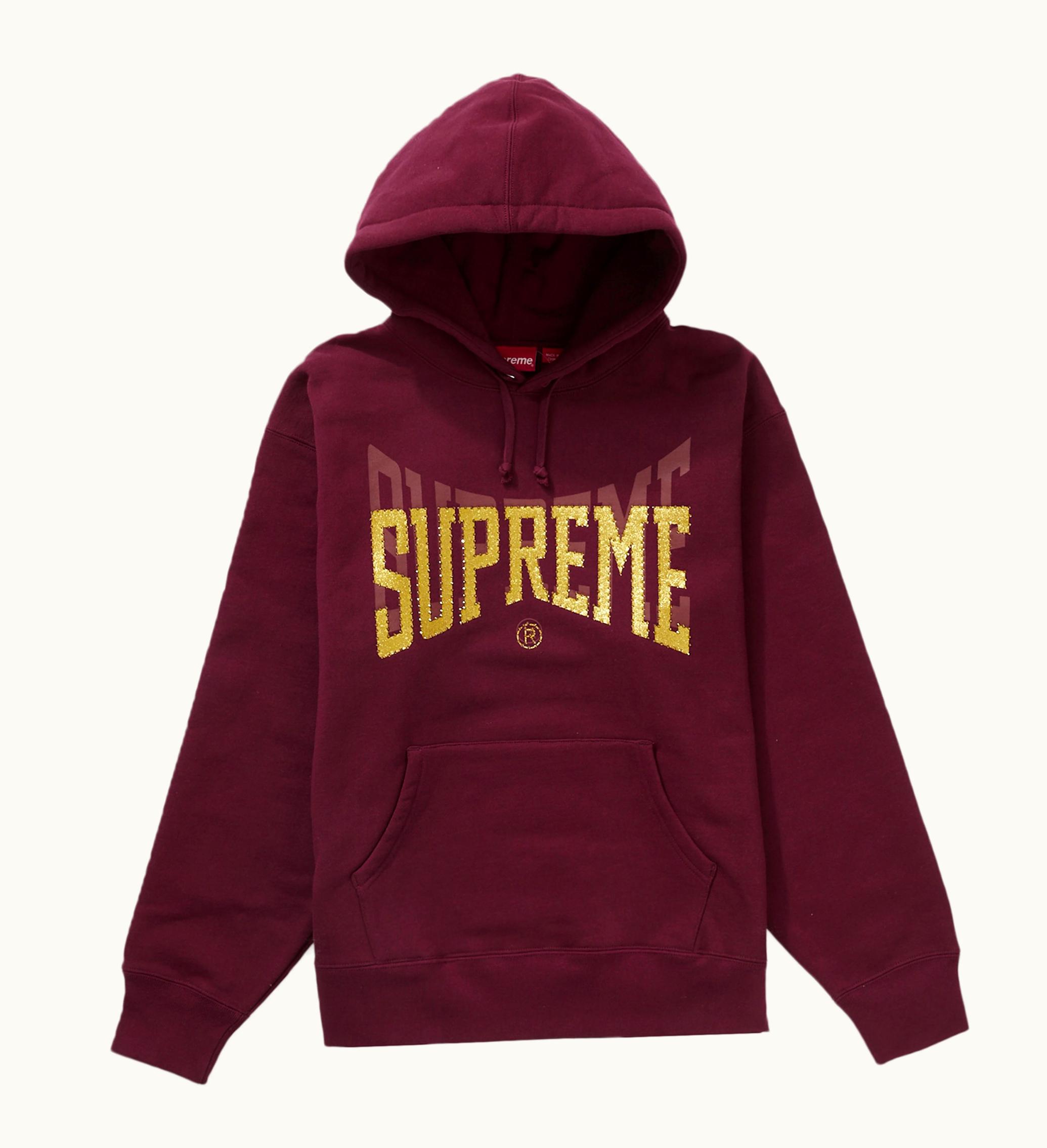 Supreme Supreme Rhinestone Shadow Hooded Sweatshirt Burgundy