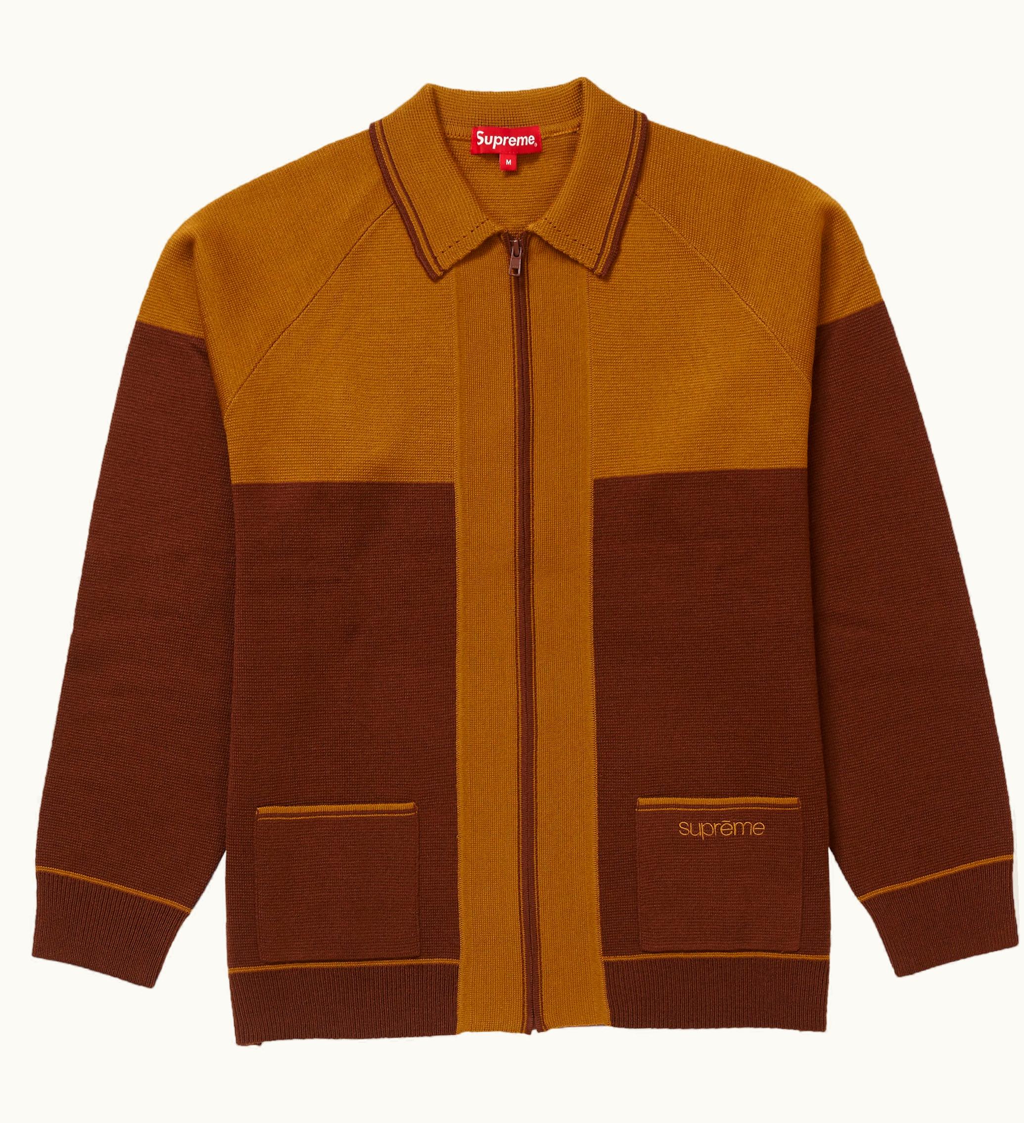 Supreme Supreme Color Blocked Zip Up Sweater Brown