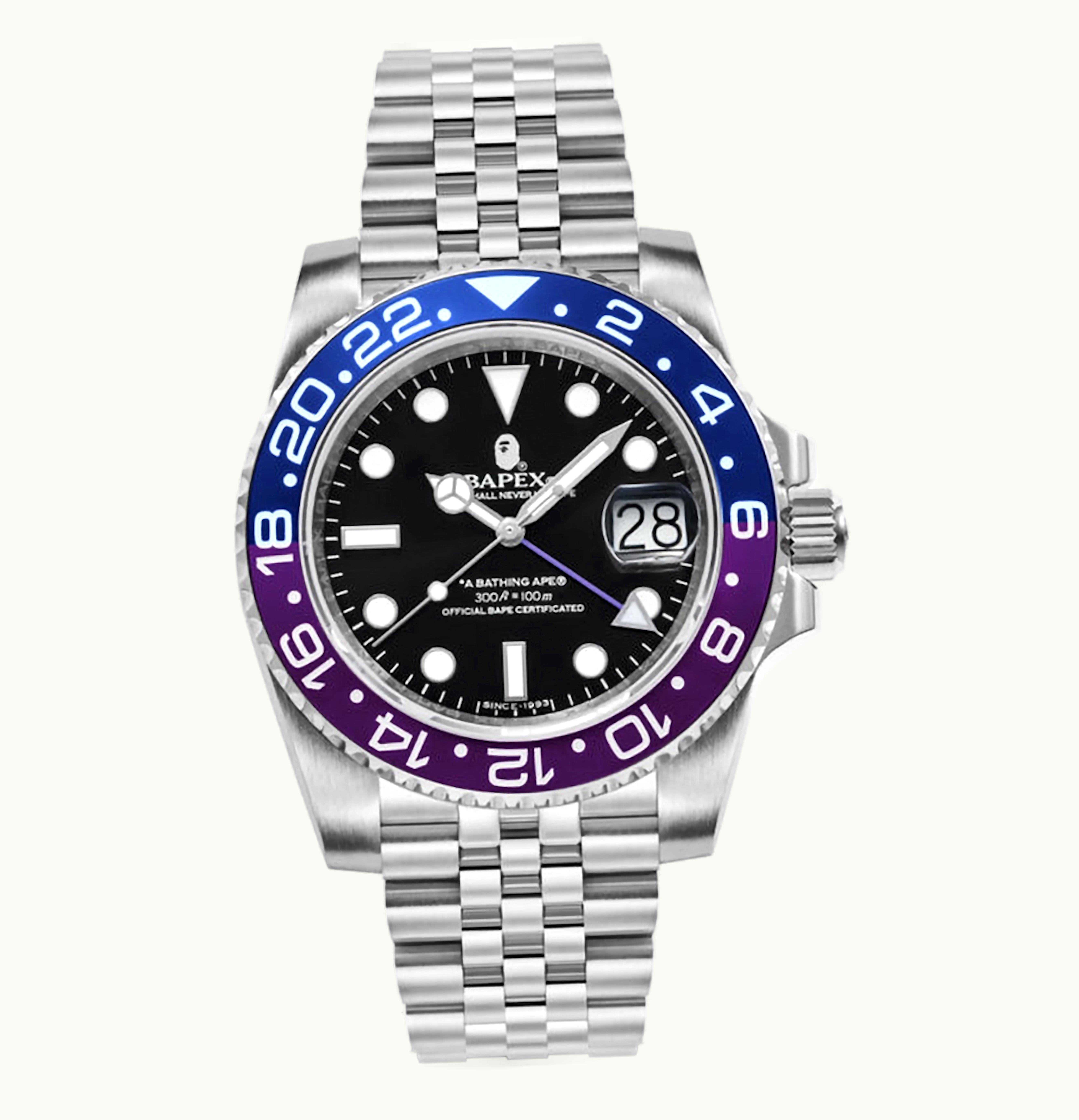 BAPE BAPE Type 2 Bapex 1 Watch Silver Blue Purple