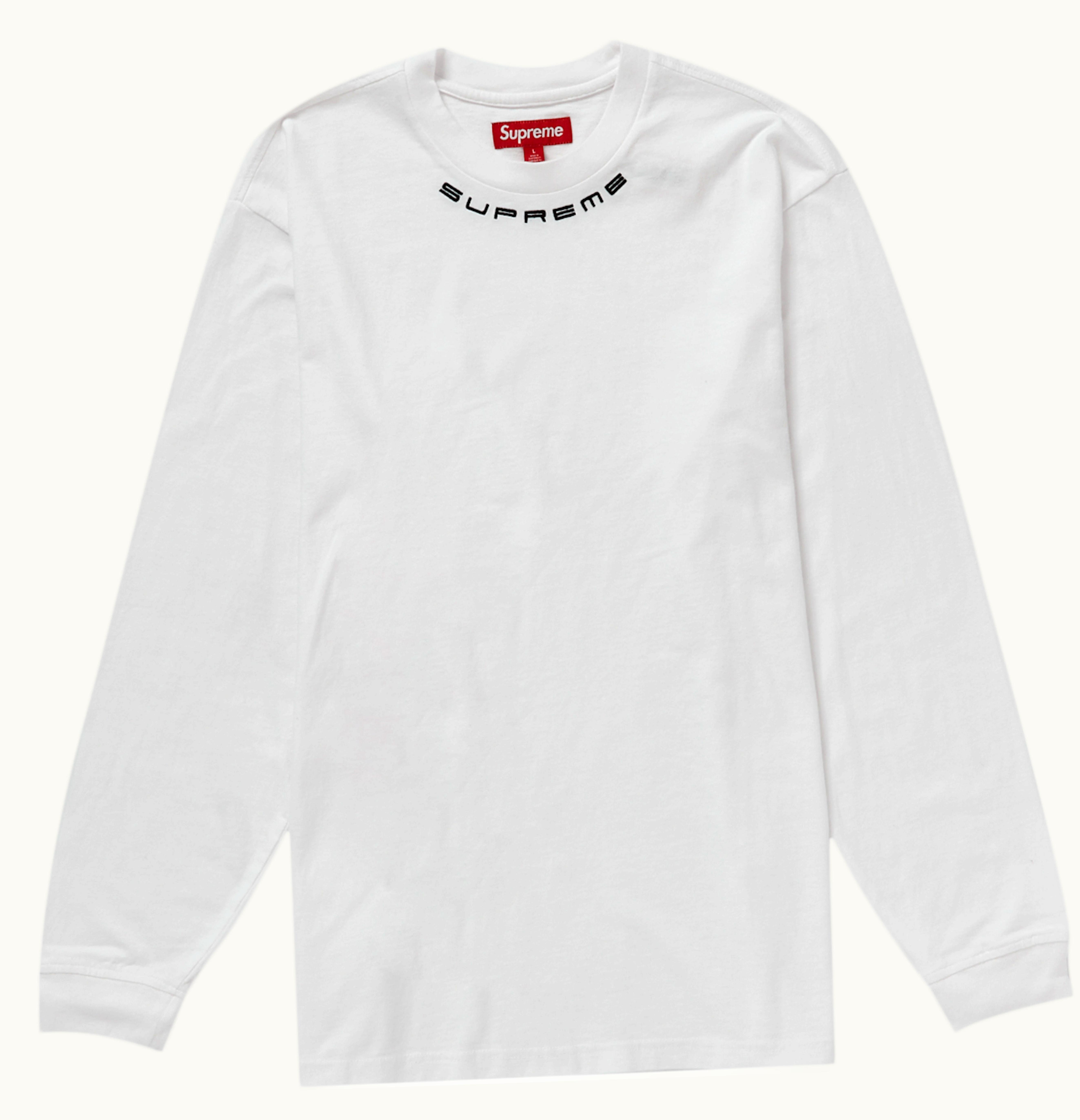 Supreme Supreme Collar Logo L S Top White