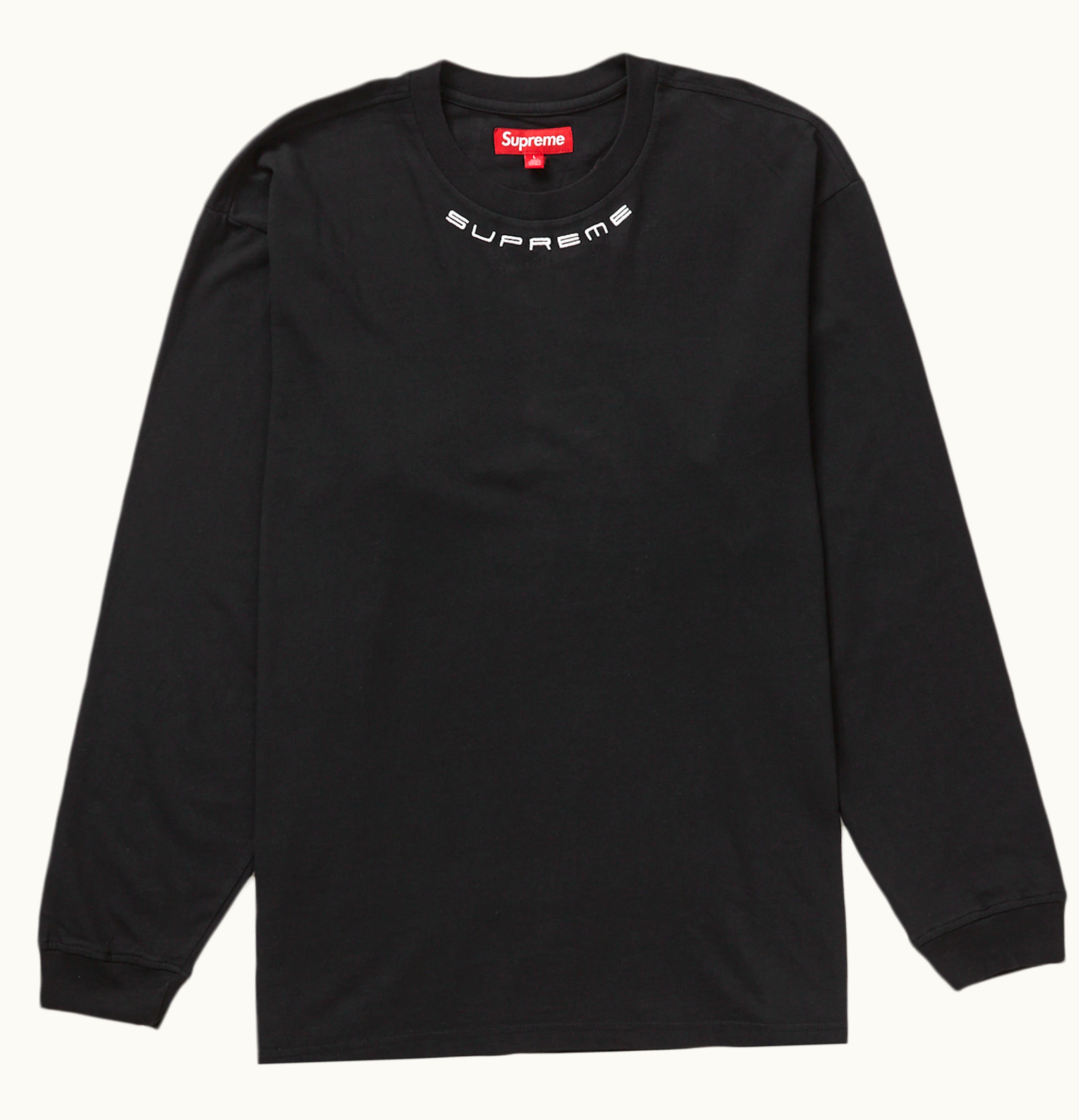 Supreme Supreme Collar Logo L S Top Black