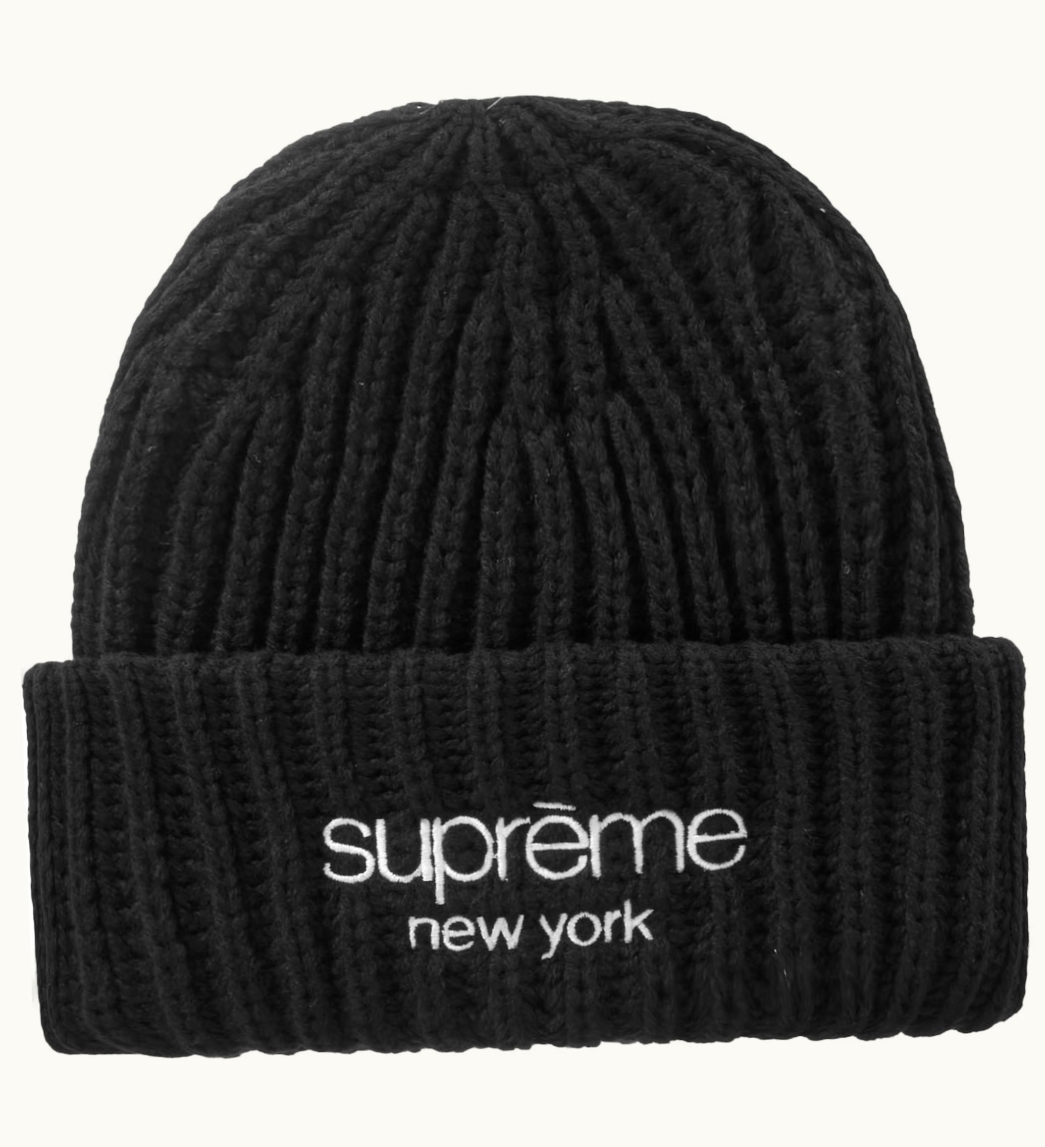 Supreme Supreme Classic Logo Chunky Ribbed Beanie Black