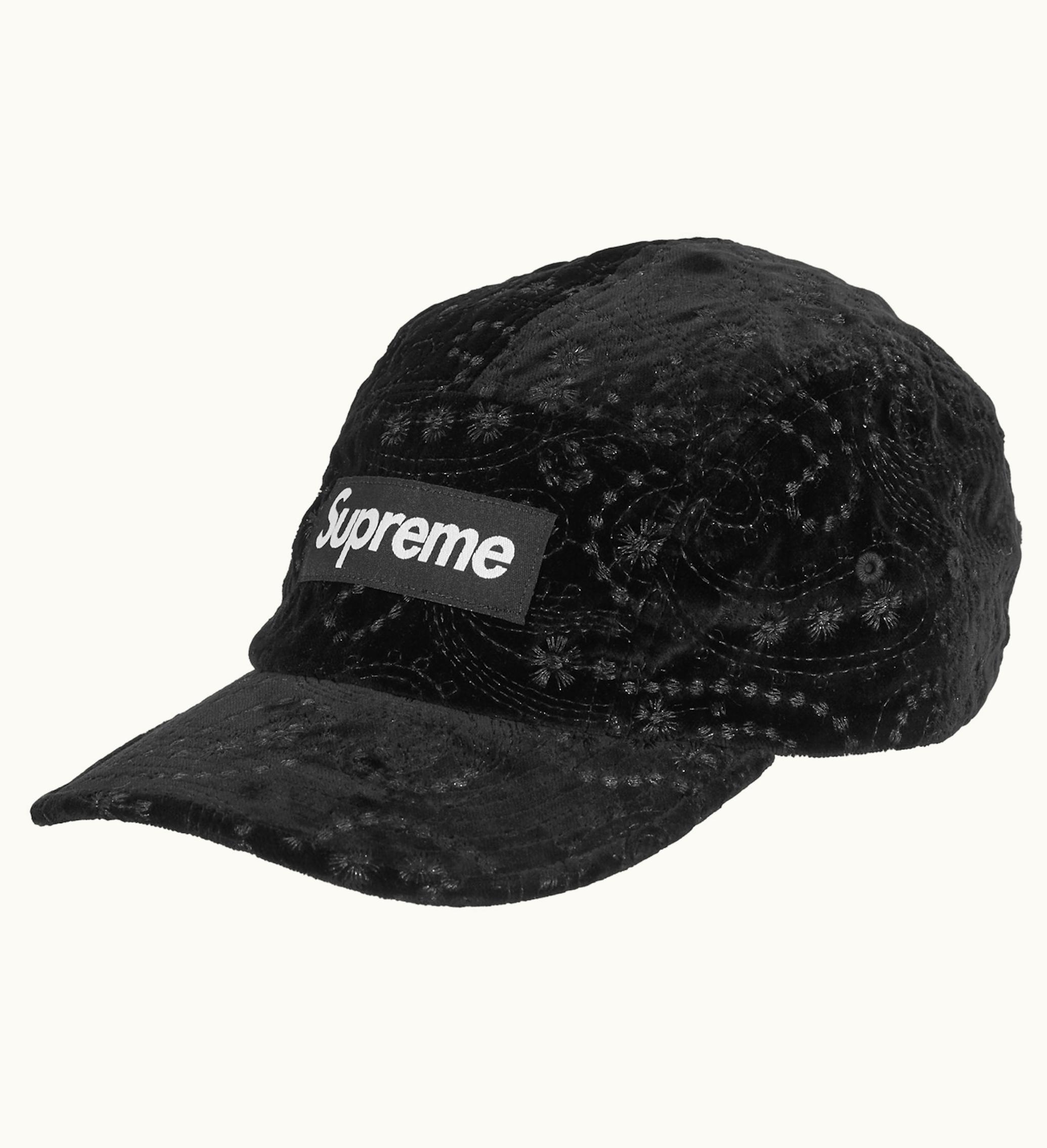 Supreme Supreme Velvet Paisley Camp Cap Black