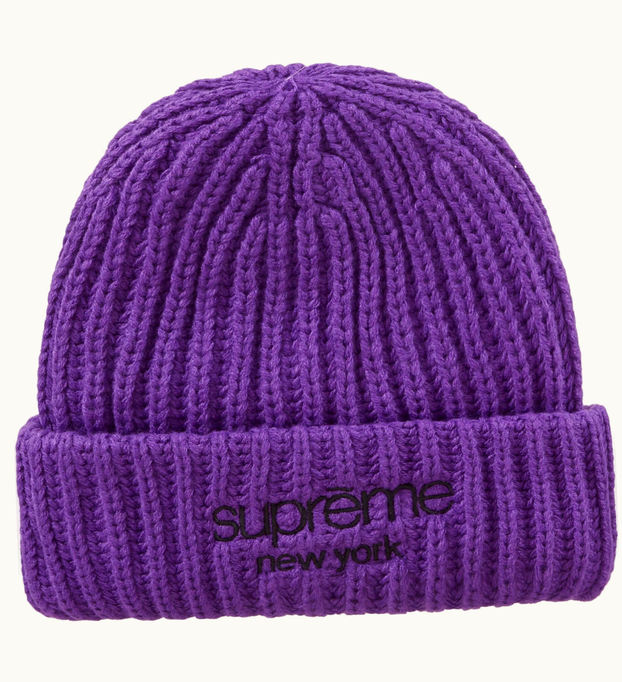 Supreme Supreme Classic Logo Chunky Ribbed Beanie Purple