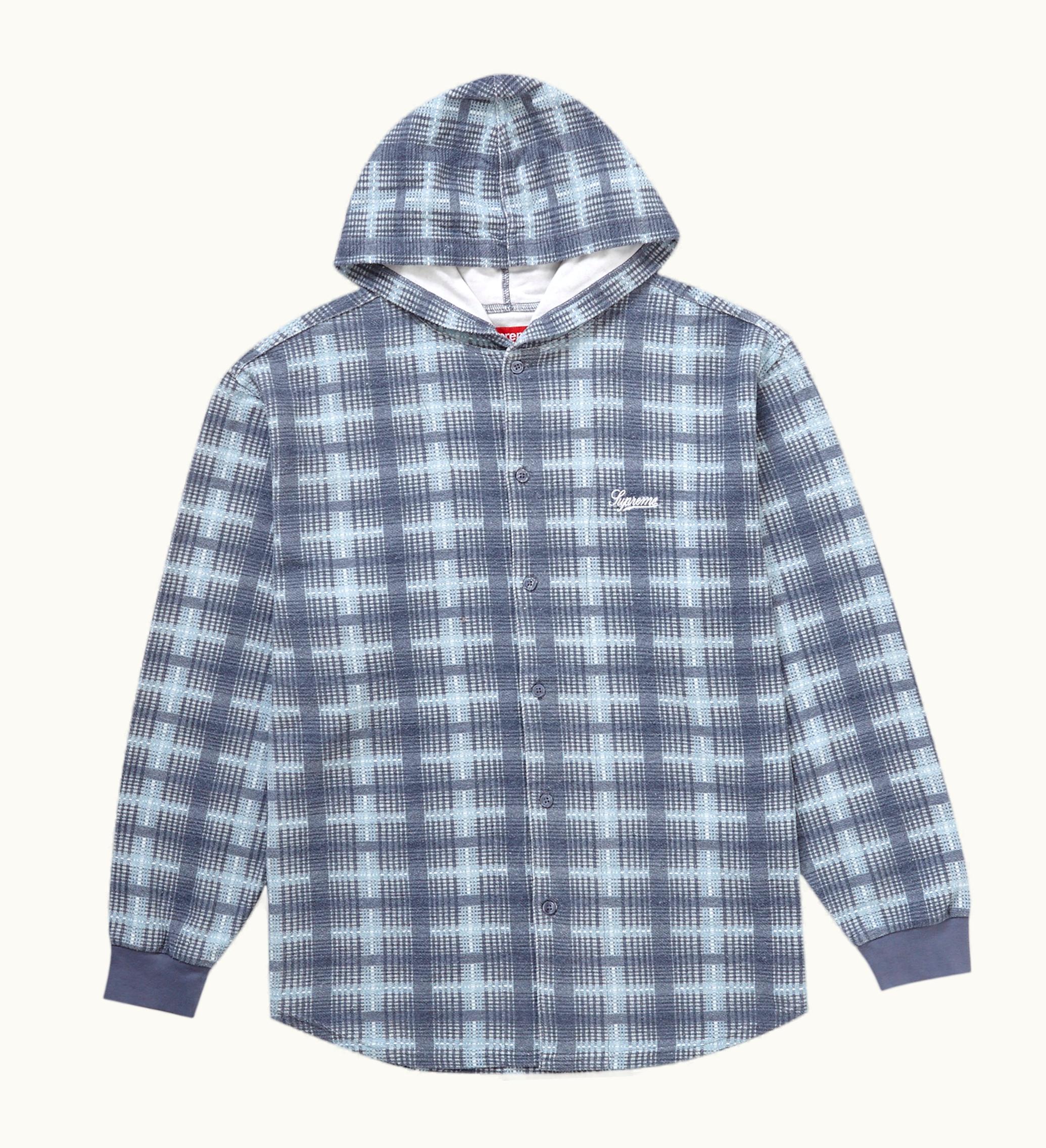 Supreme Supreme Hooded Plaid Knit Shirt Blue