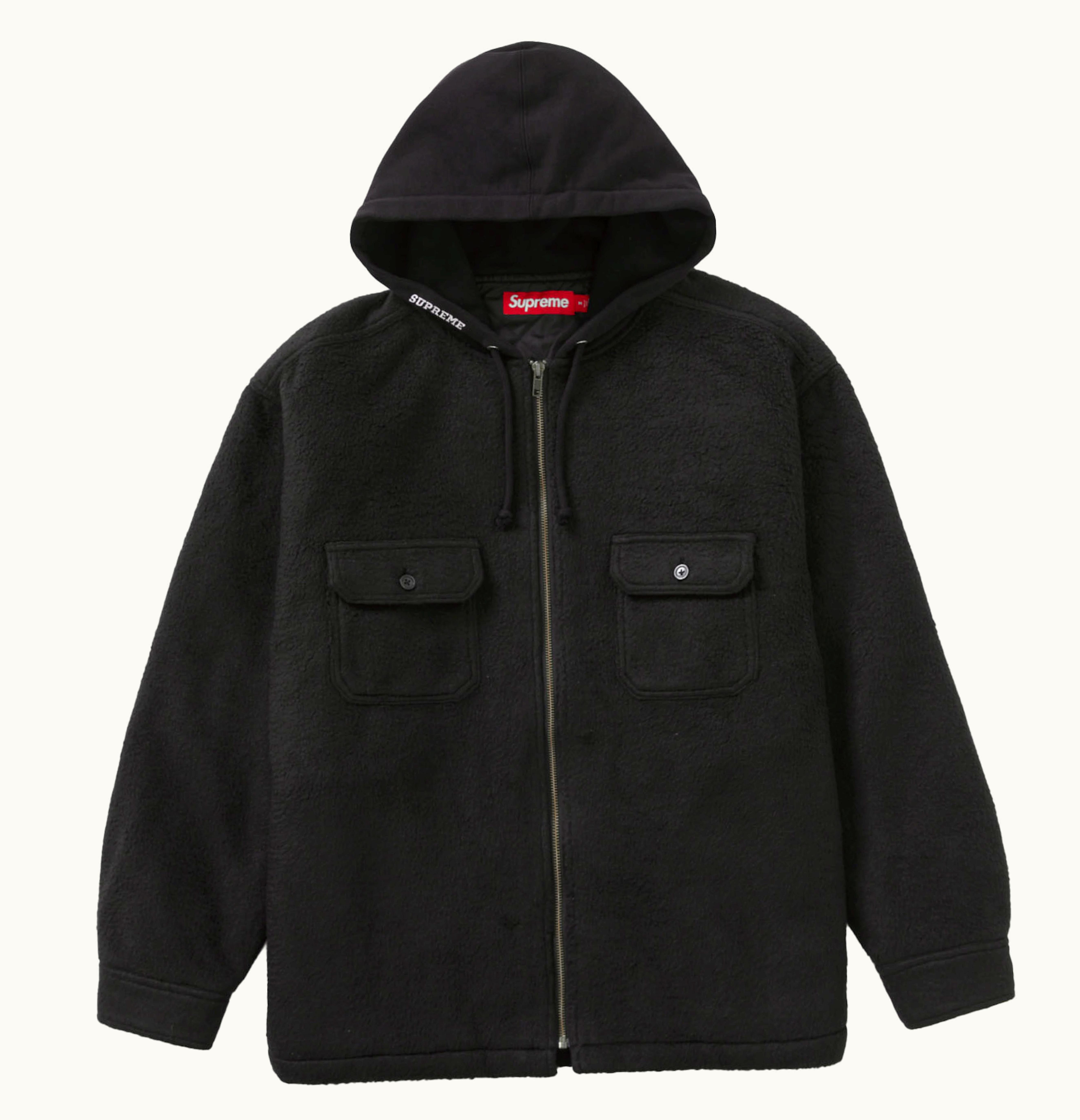 Supreme Supreme Fleece Zip Up Hooded Shirt Black