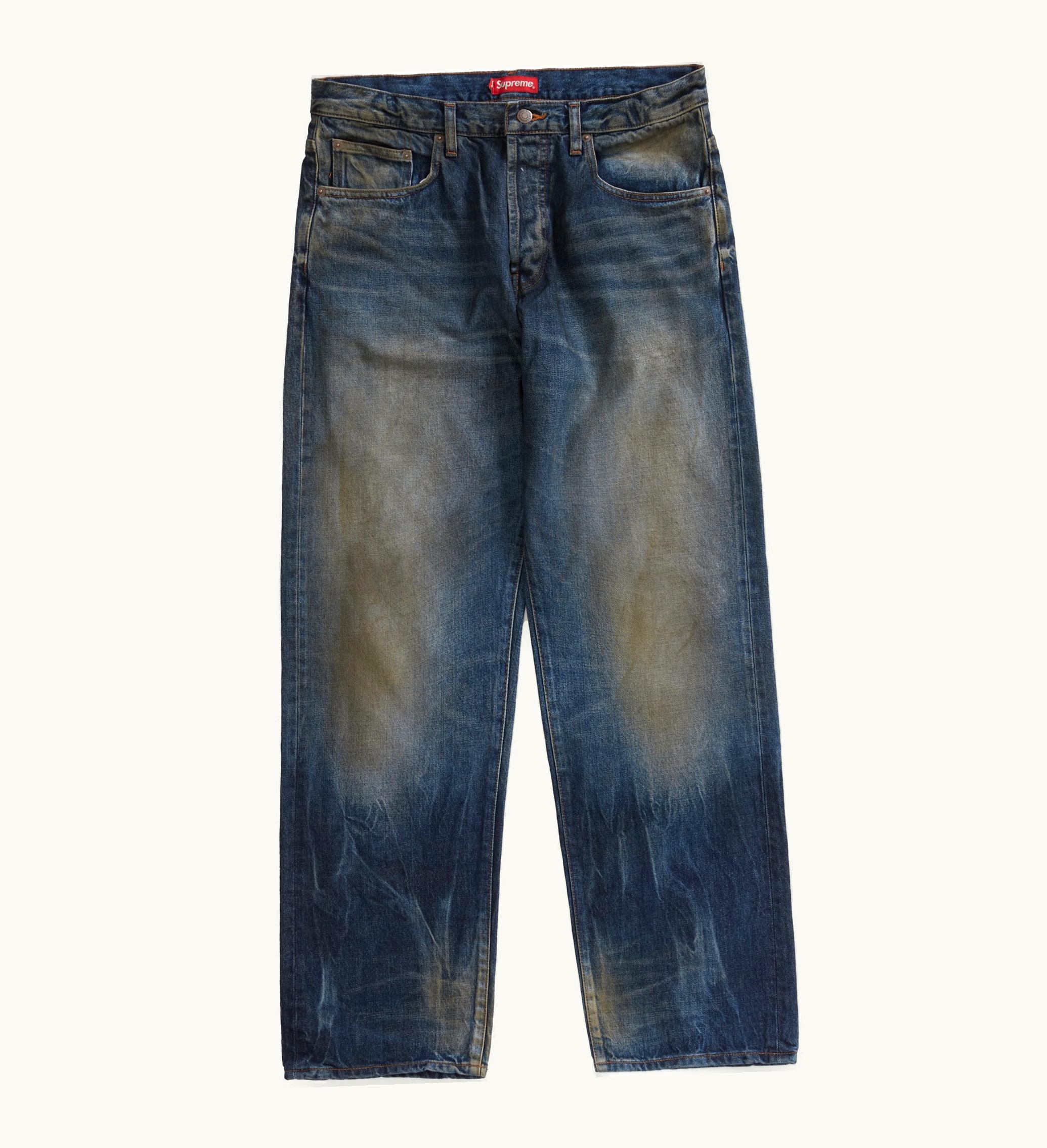 Supreme Supreme Distressed Loose Fit Selvedge Jean Washed Blue