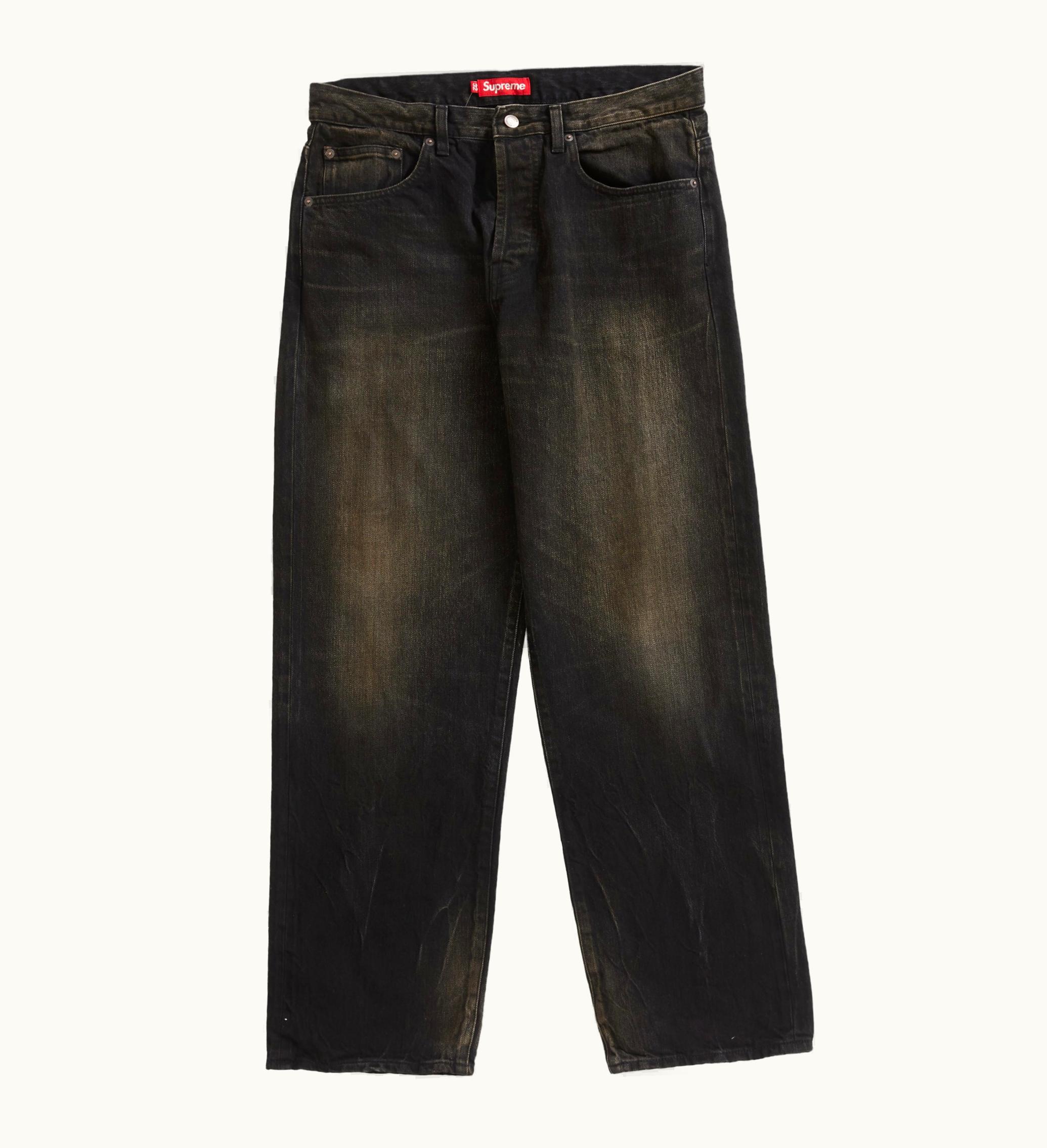 Supreme Supreme Distressed Loose Fit Selvedge Jean Washed Black