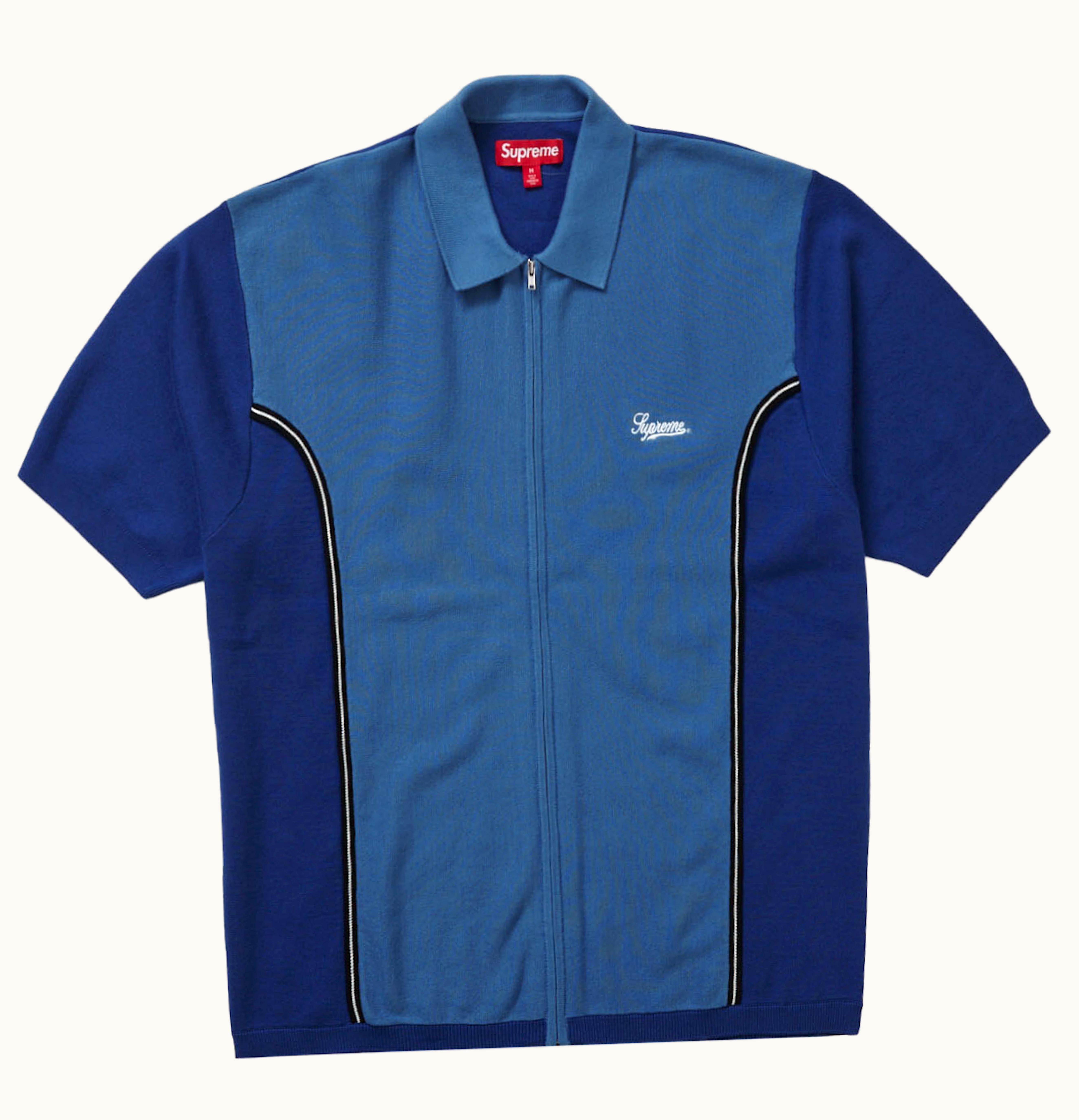 Supreme Supreme Piping Zip Up Polo Dark Blue