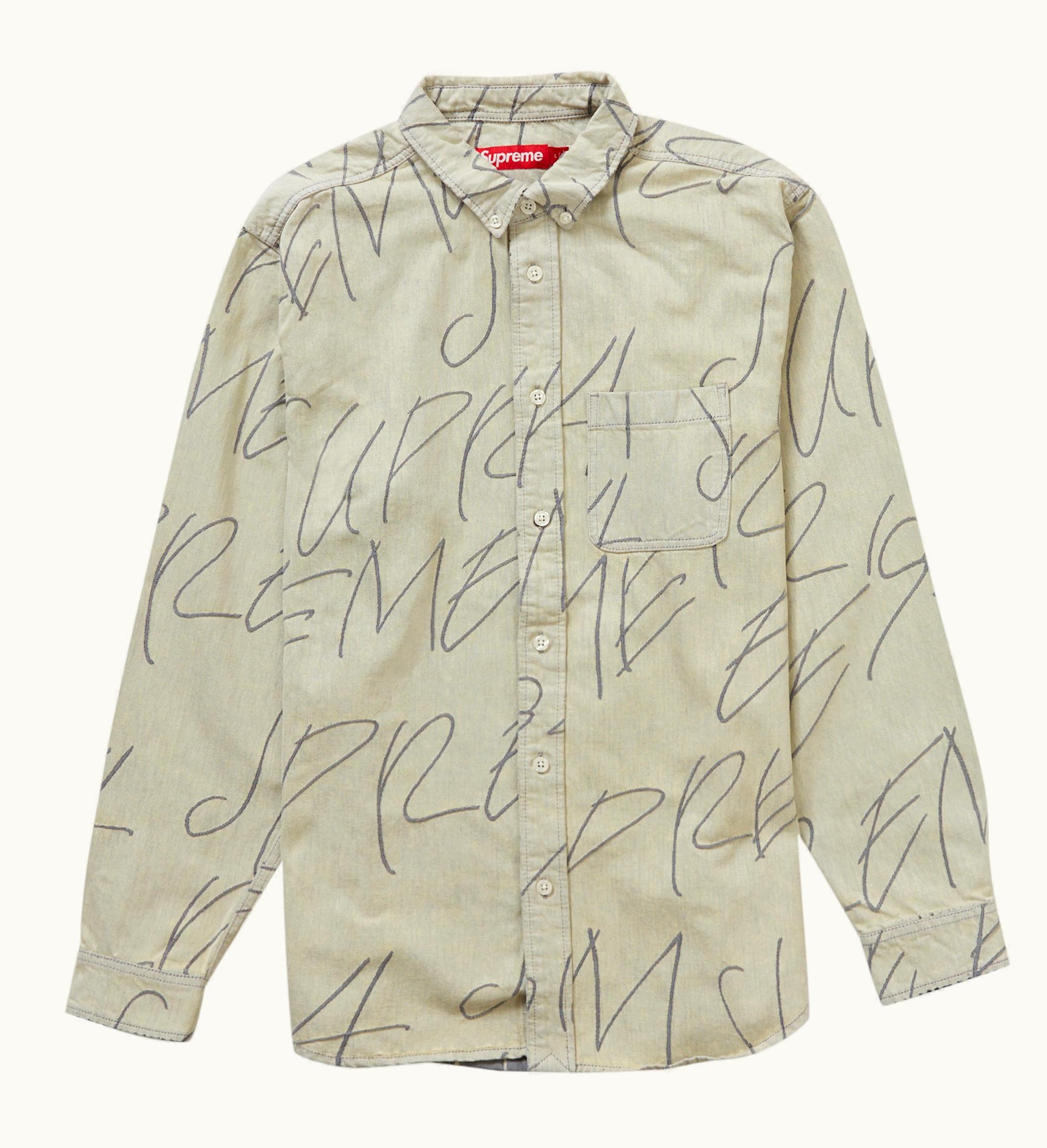 Supreme Supreme Handwriting Jacquard Denim Shirt Dirty