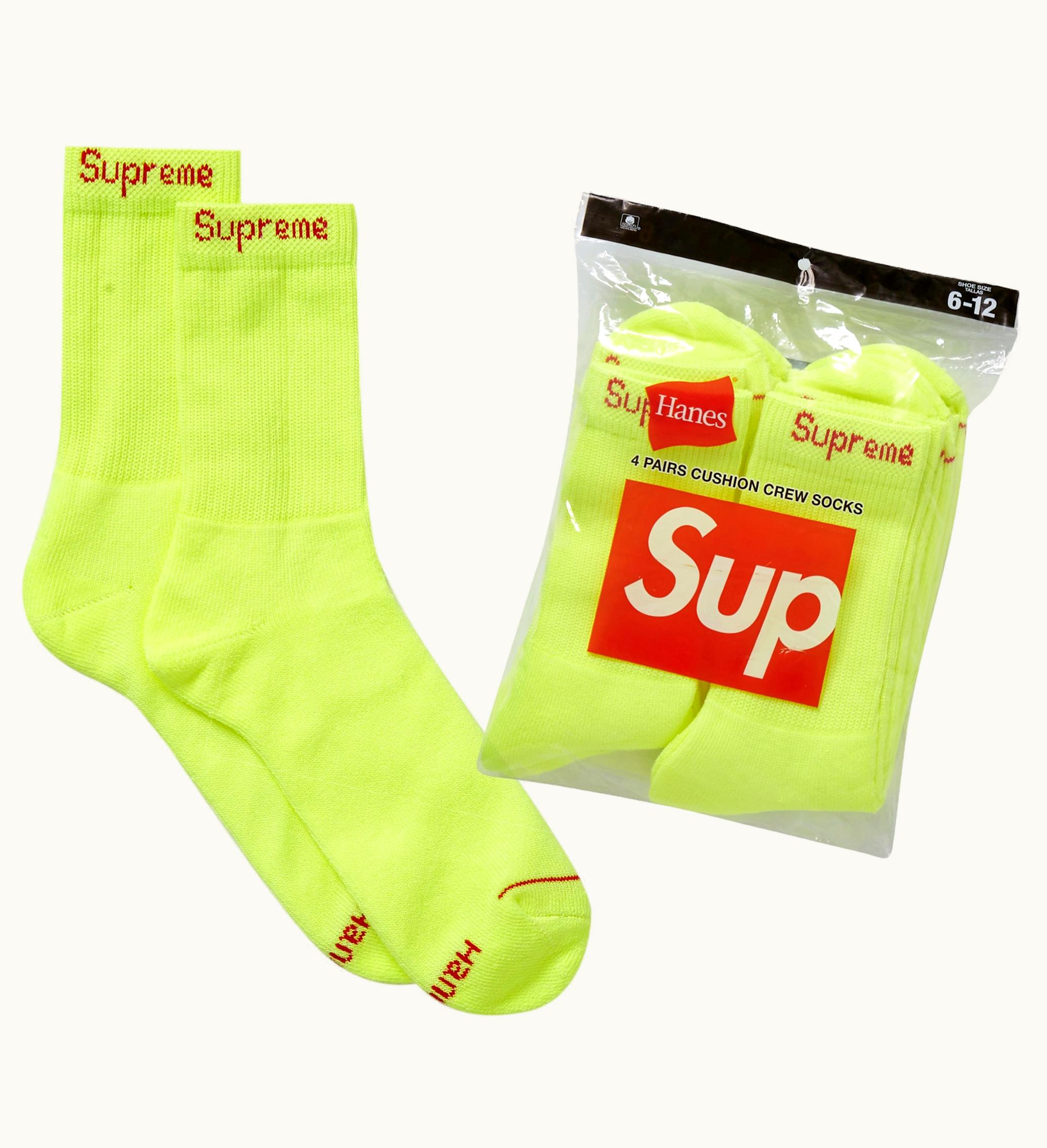 Supreme Supreme Hanes Crew Socks 4 Pack Flourescent Yellow