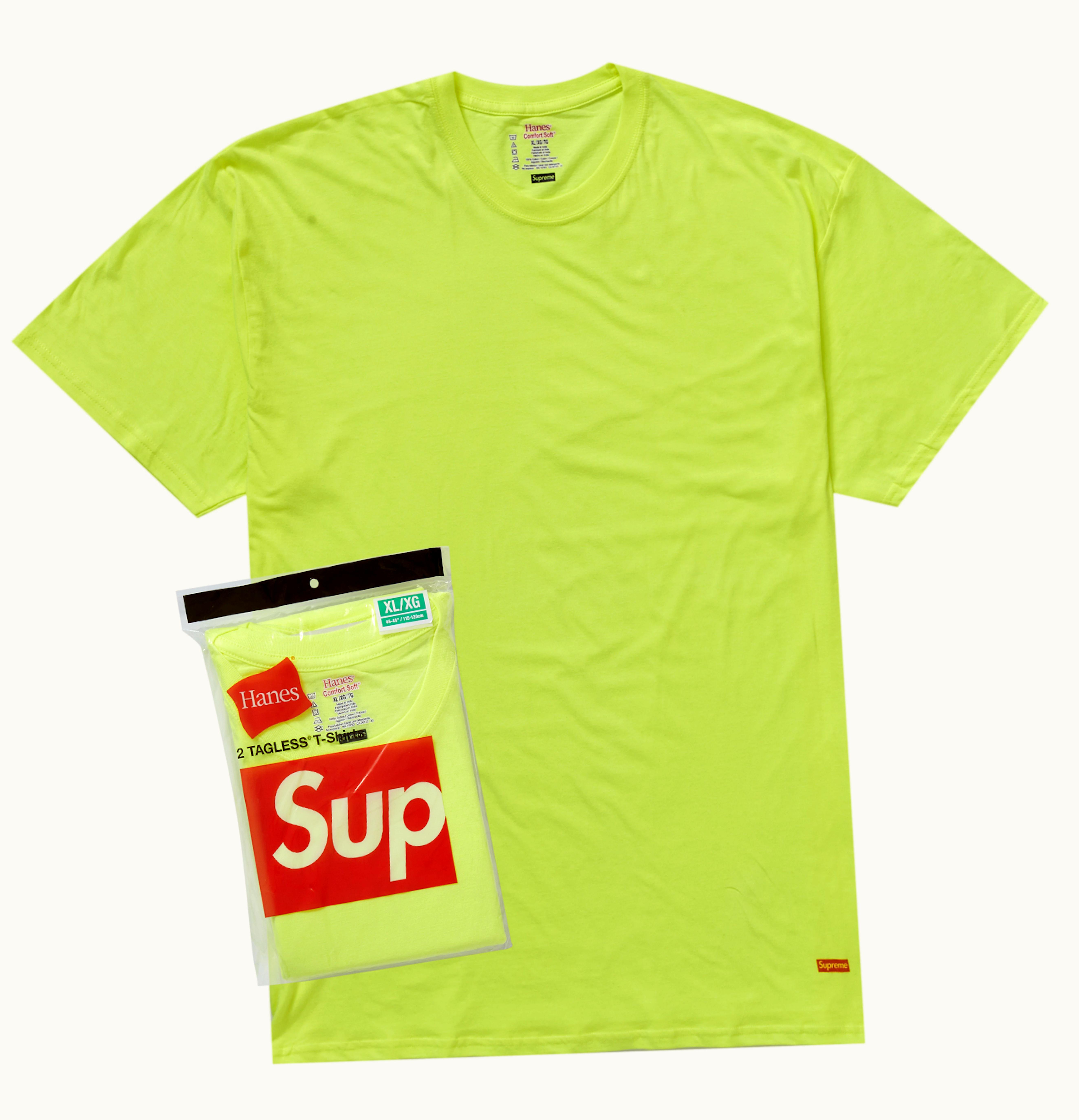 Supreme Supreme Hanes Tagless Tees 2 Pack Flourescent Yellow