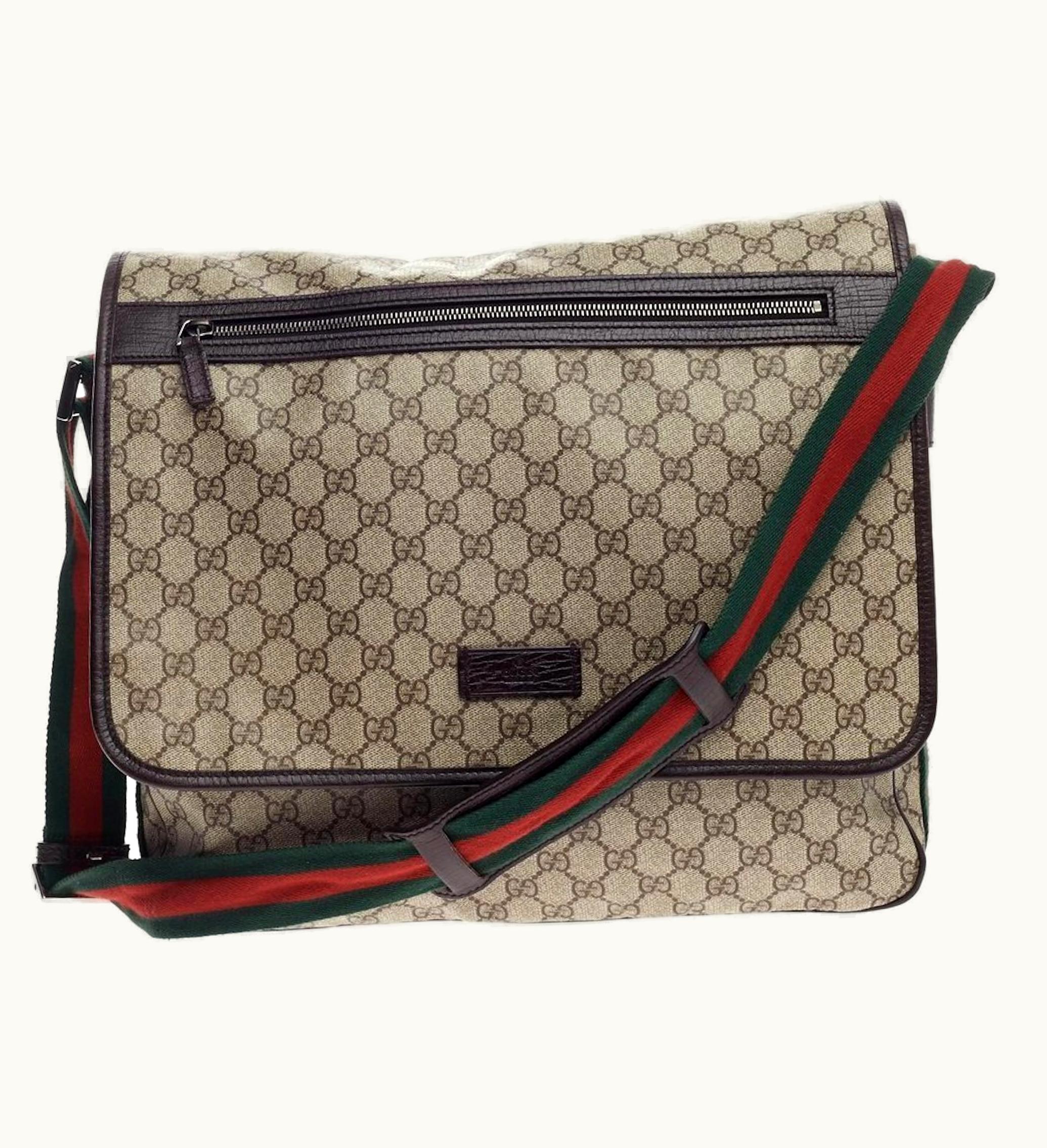 Gucci Gucci Web Strap Messenger GG Supreme Large Brown