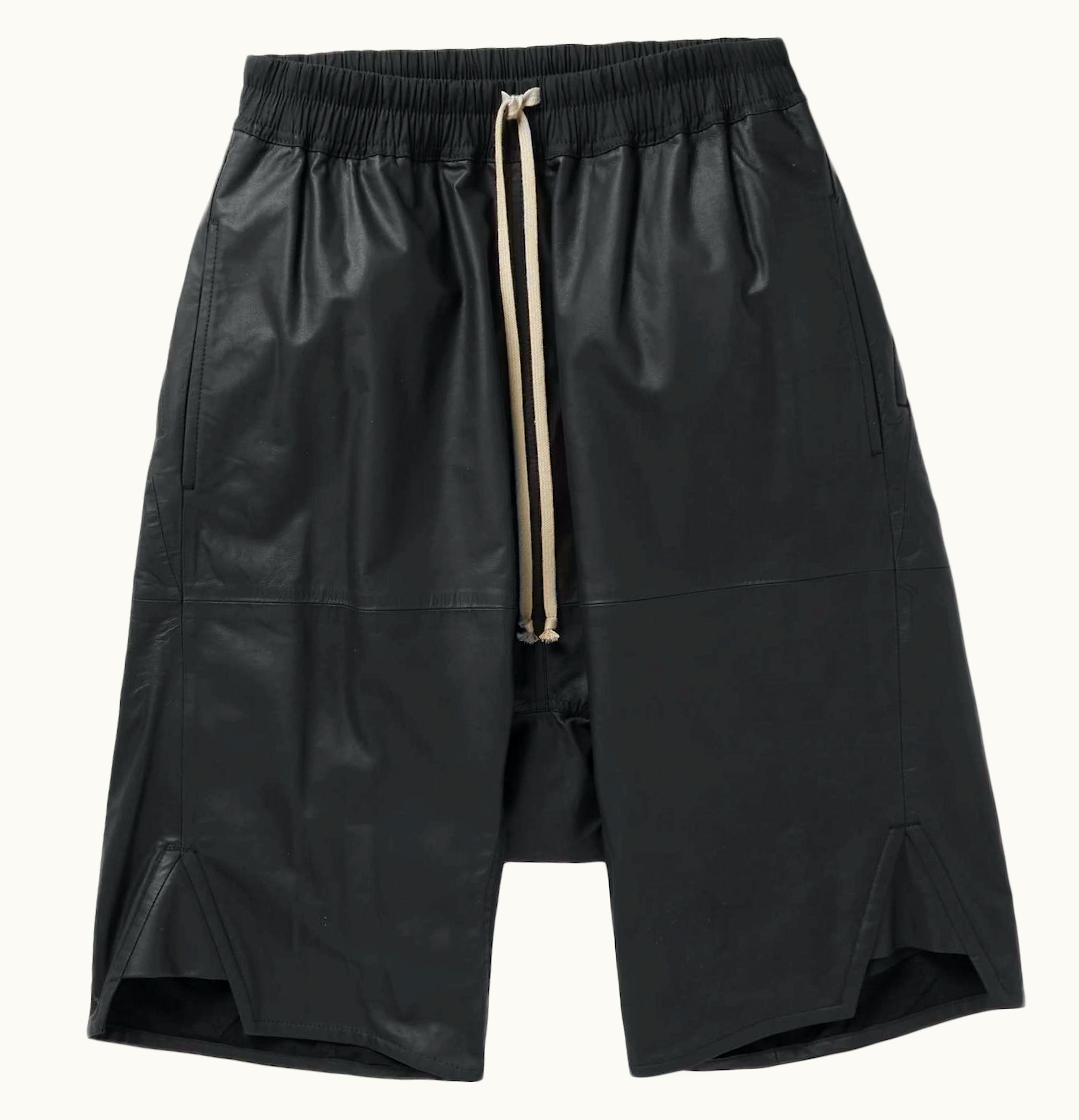 Rick Owens Rick Owens Leather Drawstring Shorts Black