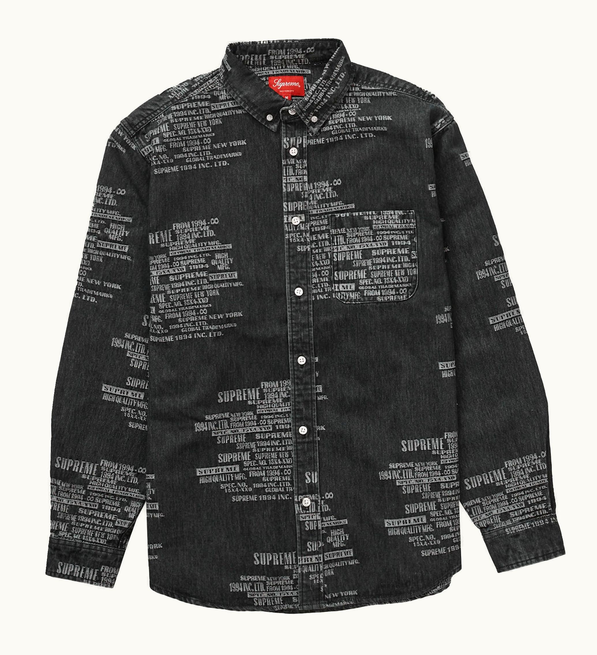 Supreme Supreme Trademark Jacquard Denim Shirt Washed Black