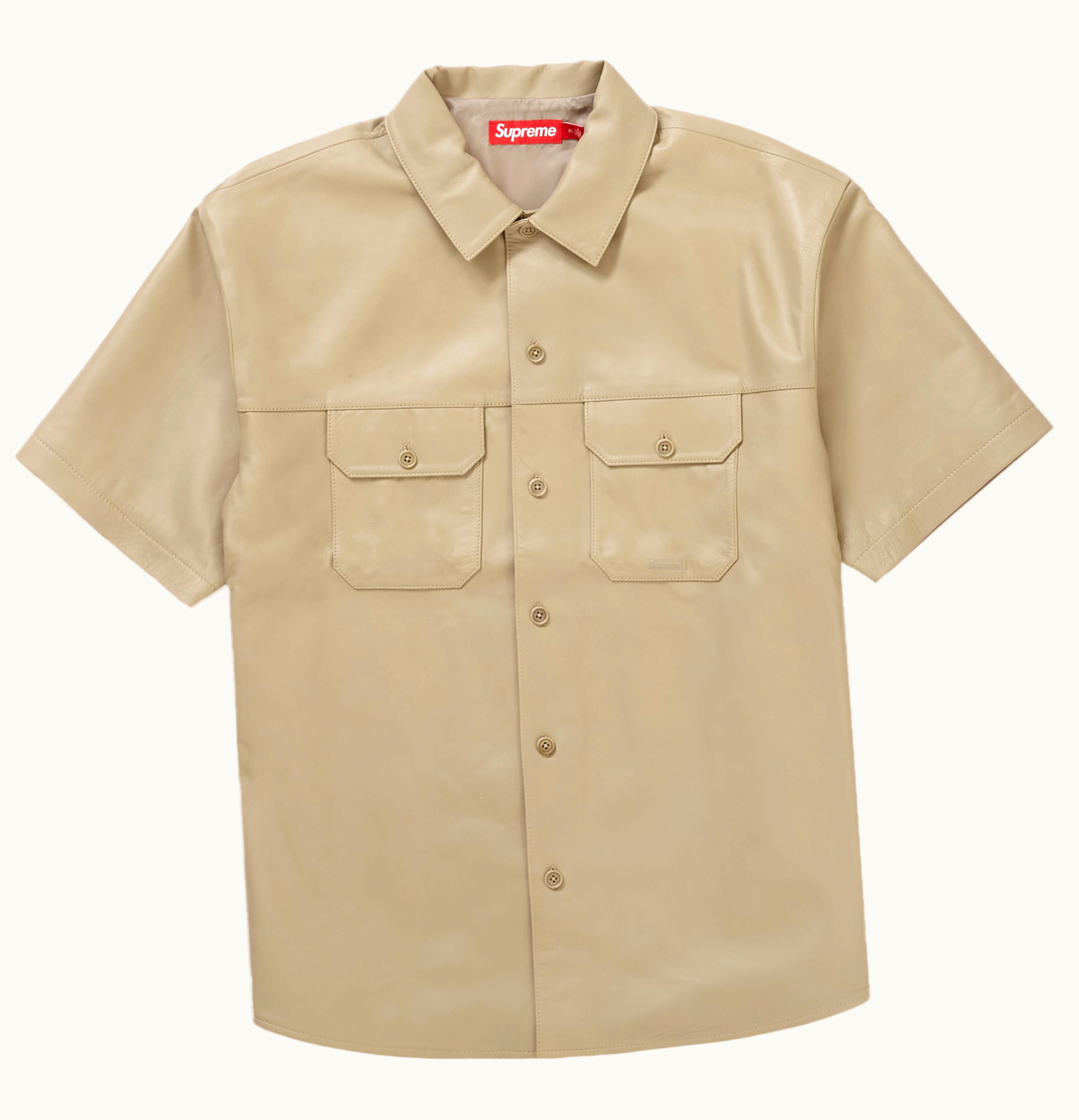 Supreme Supreme S S Leather Work Shirt Tan