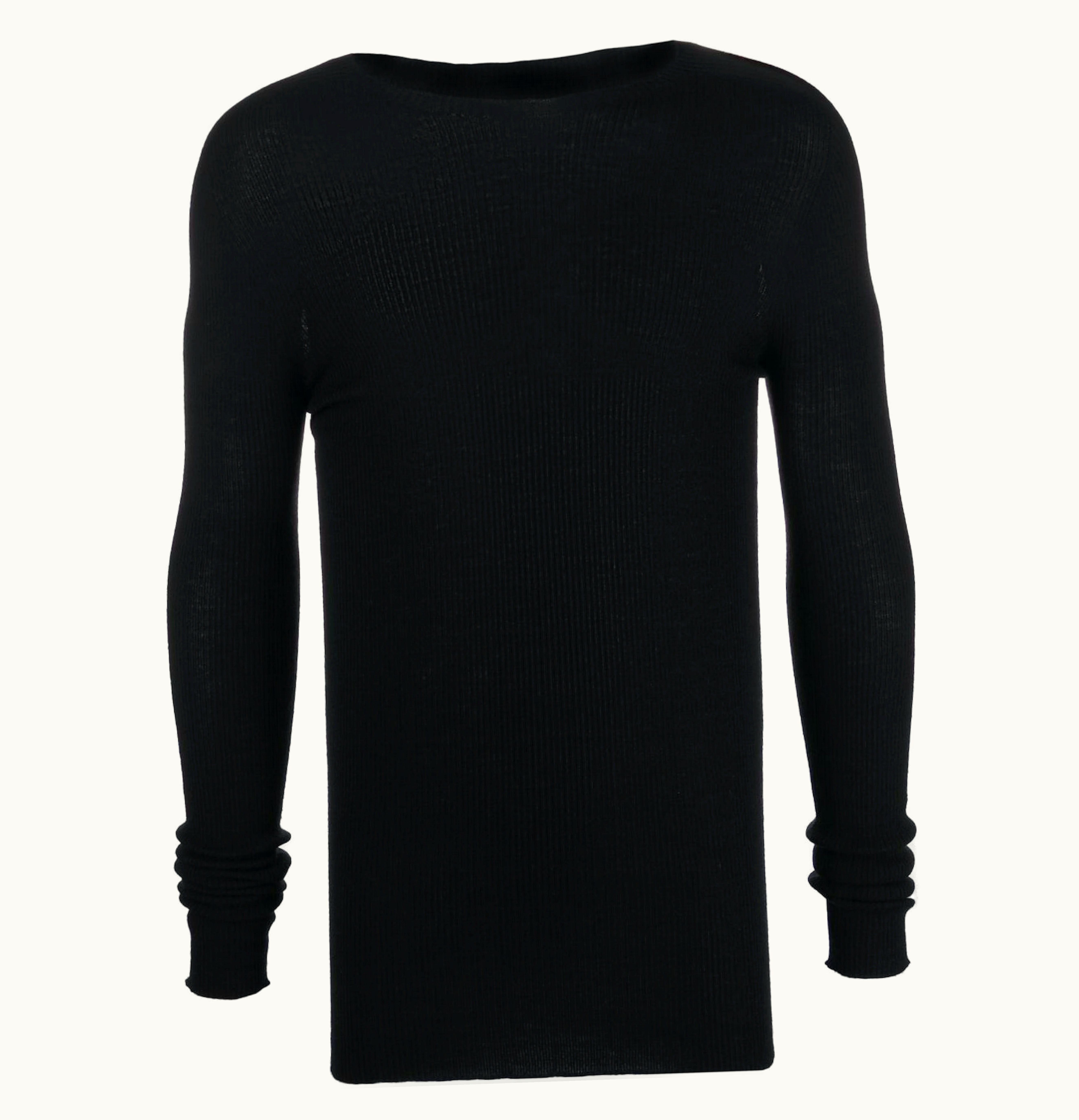 Rick Owens Rick Owens Ribbed Round Neck Sweater Black
