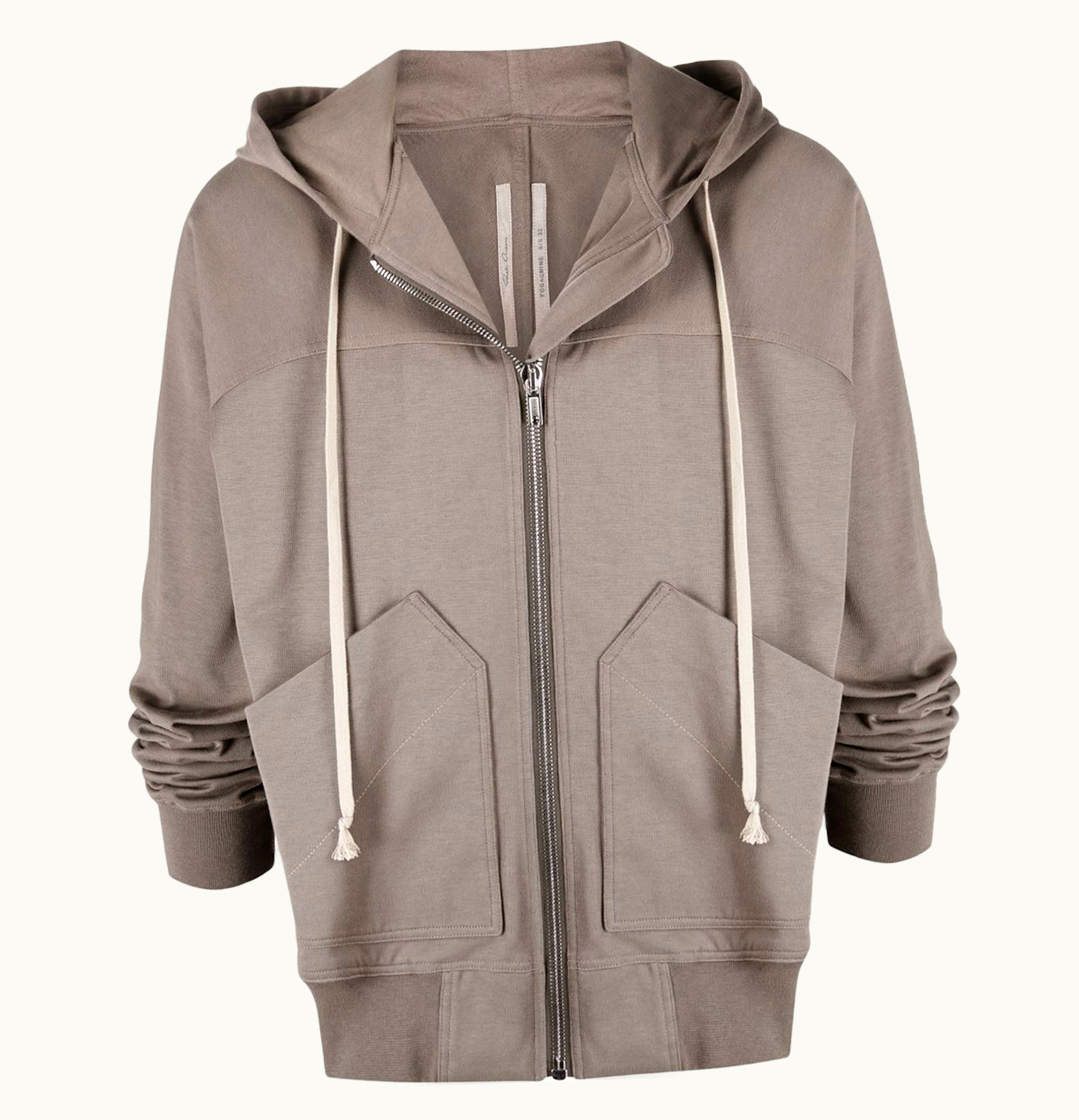 Rick Owens Rick Owens Drawstring Zip Fastening Hoodie Dust Grey