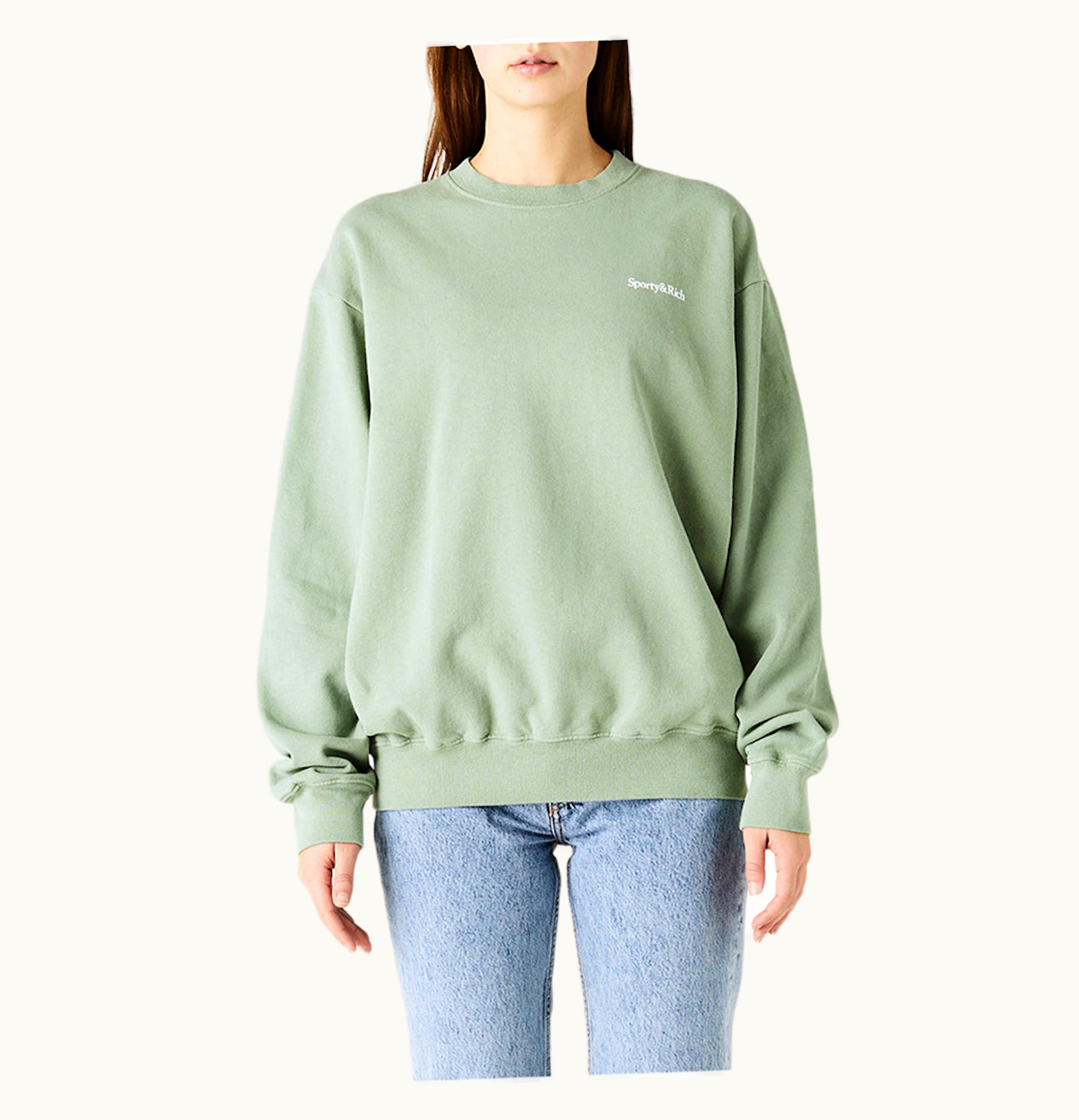 Sporty & Rich Sporty Rich Health Is Wealth Crewneck Sweatshirt Sea Green White