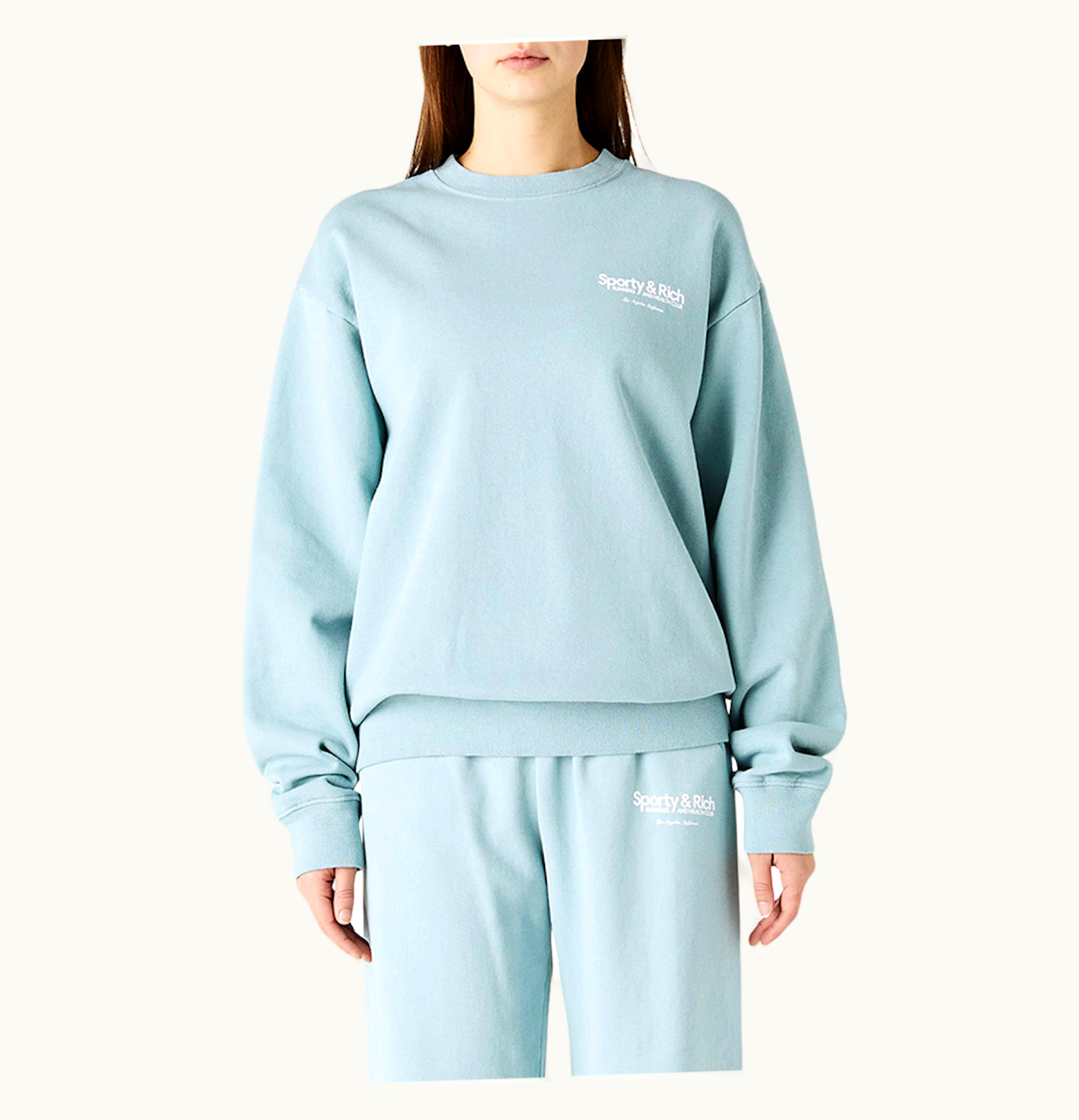 Sporty & Rich Sporty Rich Club Crewneck Sweatshirt Soft Blue White