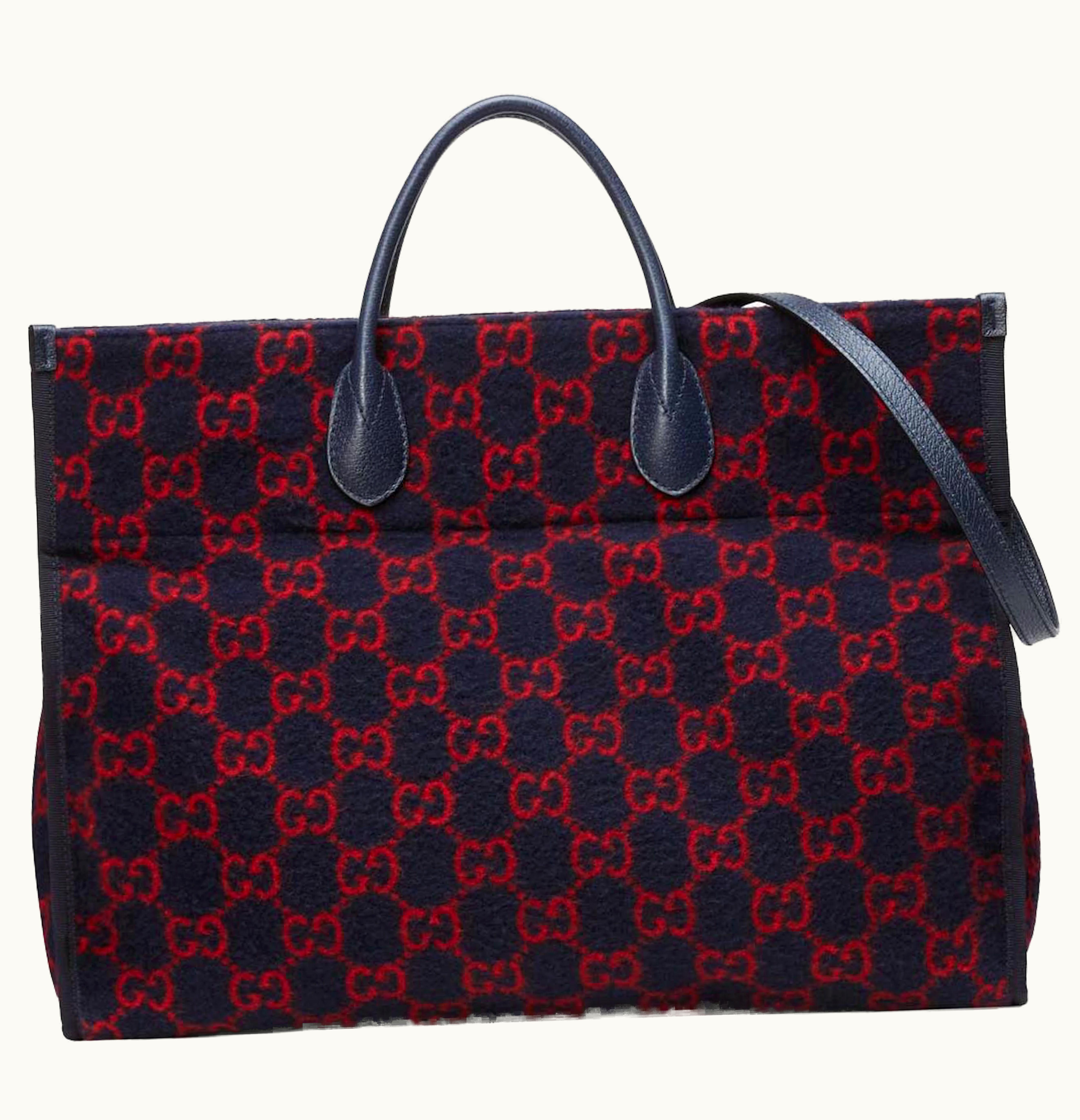 Gucci Gucci Tote GG Wool Blue Red