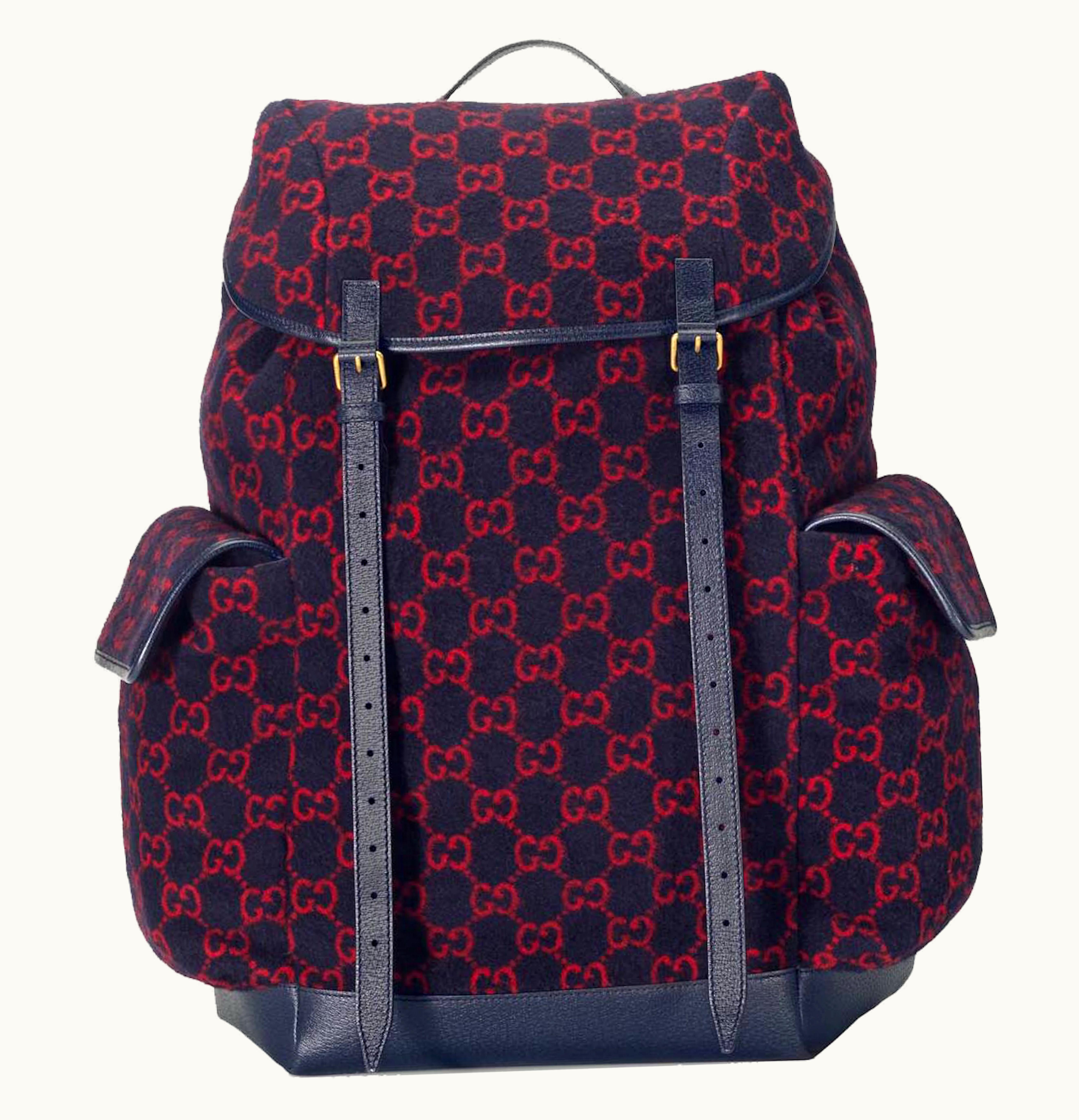 Gucci Gucci Backpack GG Wool Large Blue Red