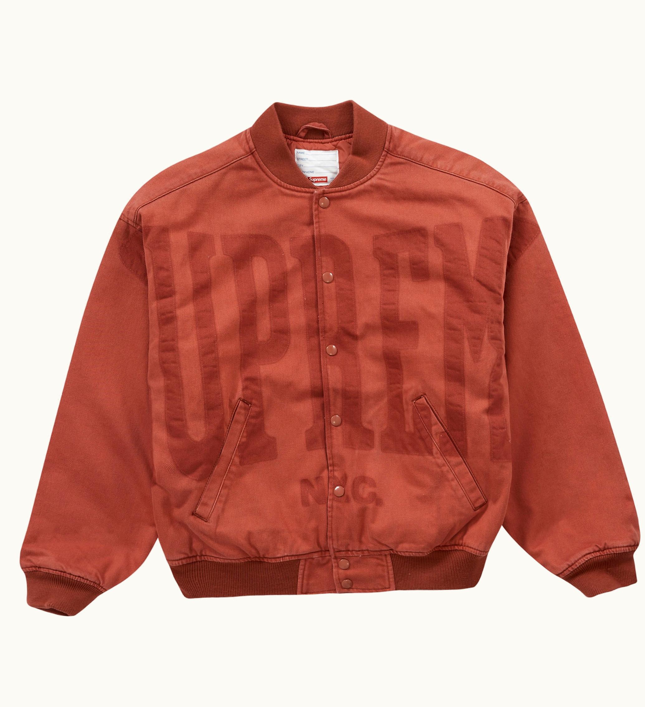 Supreme Supreme Washed Knockout Denim Varsity Jacket Rust