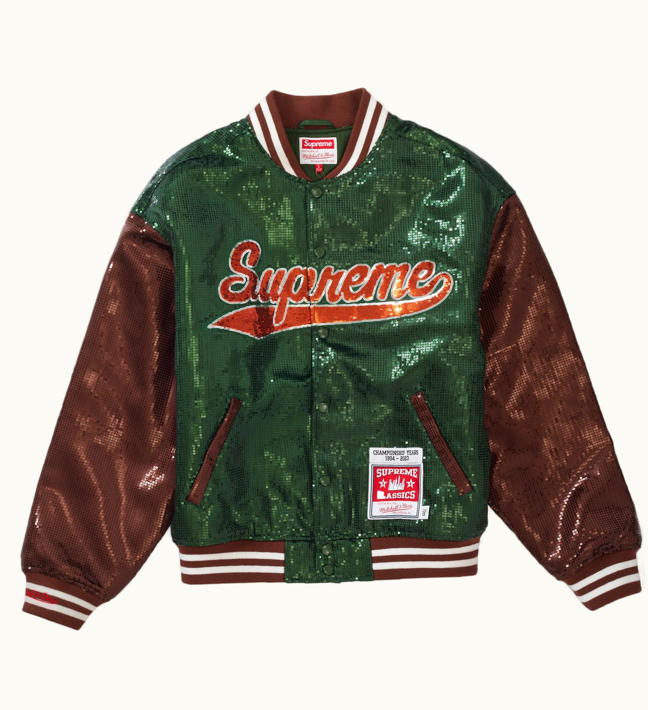 Supreme Supreme Mitchell Ness Sequin Varsity Jacket Green