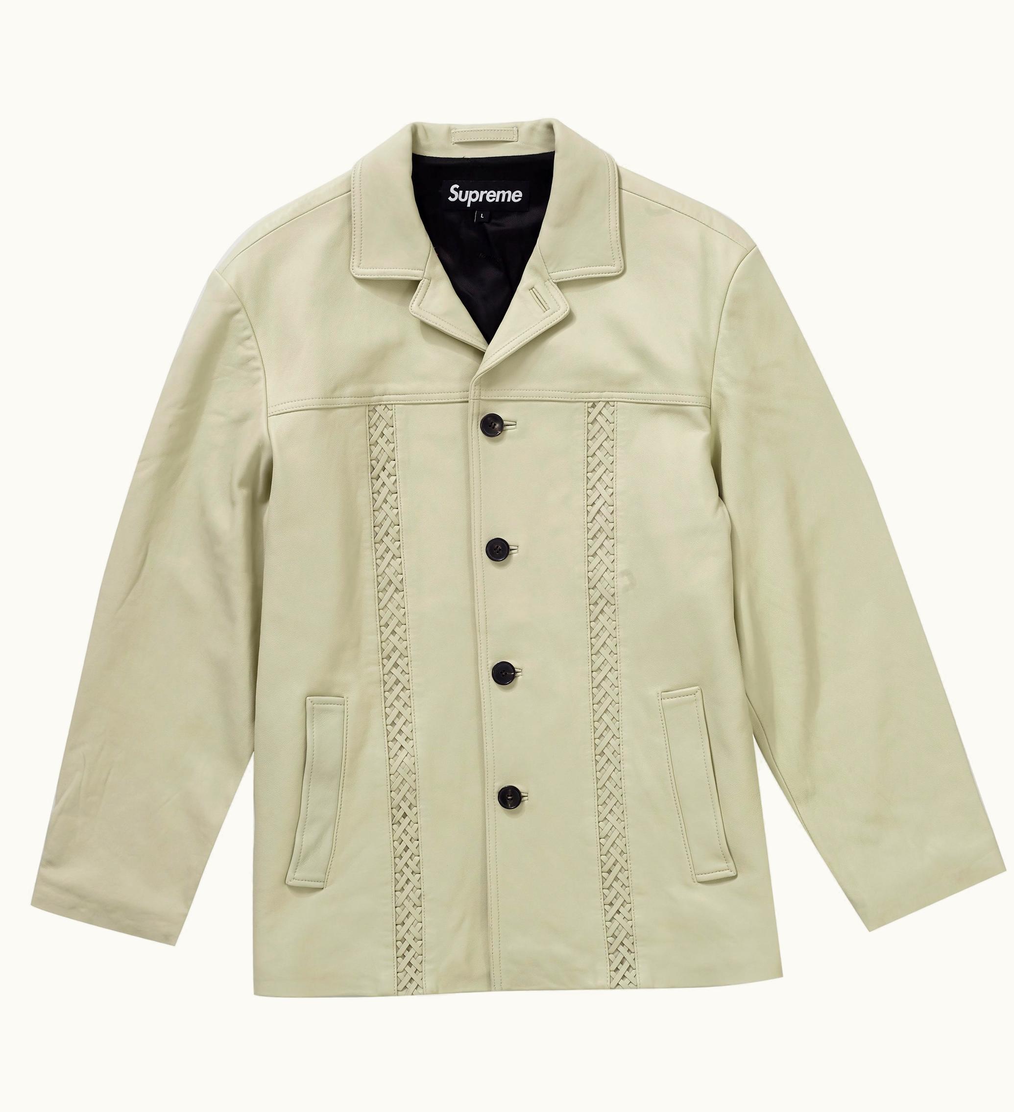 Supreme Supreme Braided Leather Overcoat Sand