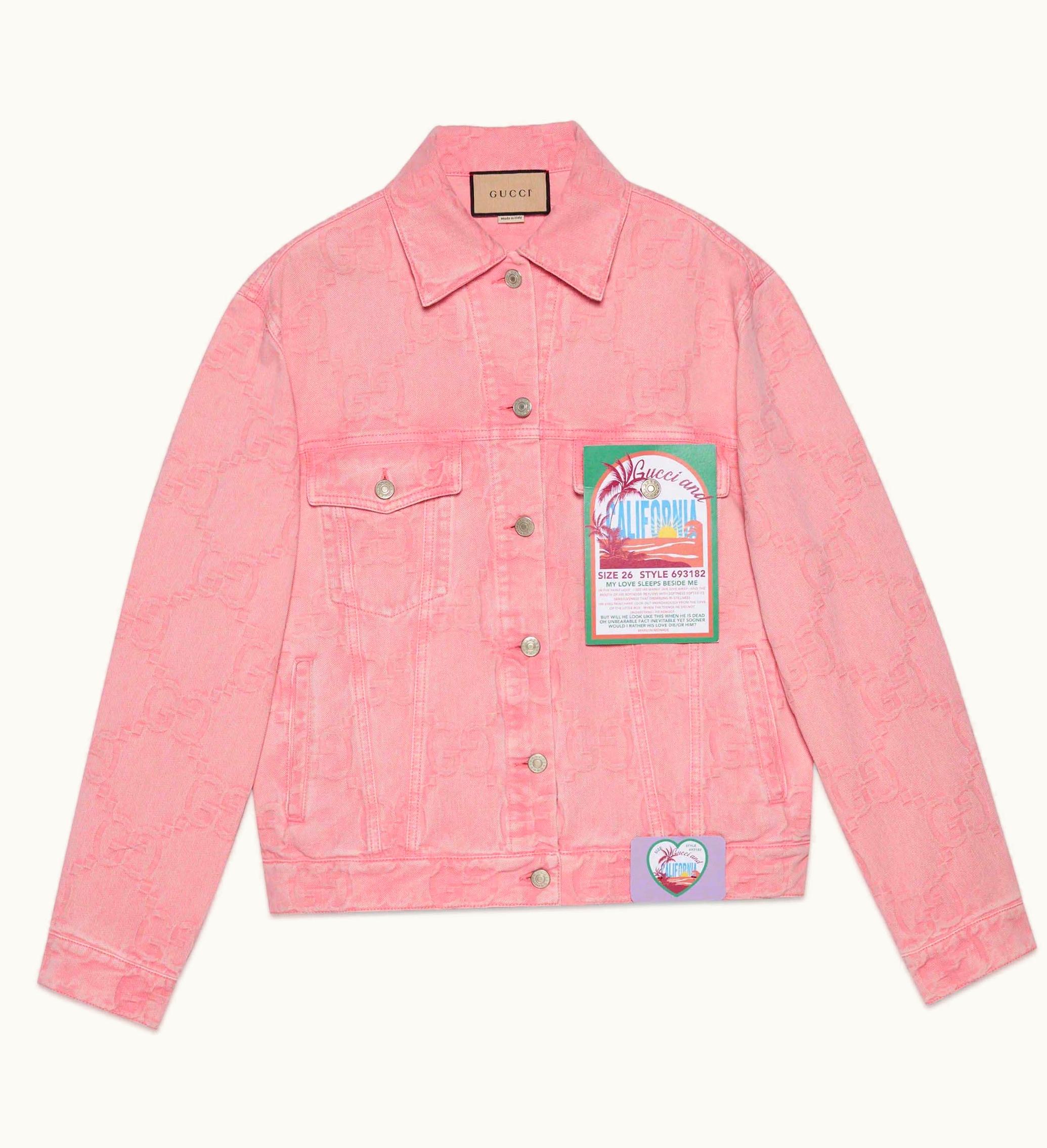Gucci California GG Supreme Pattern Denim Jacket Pink