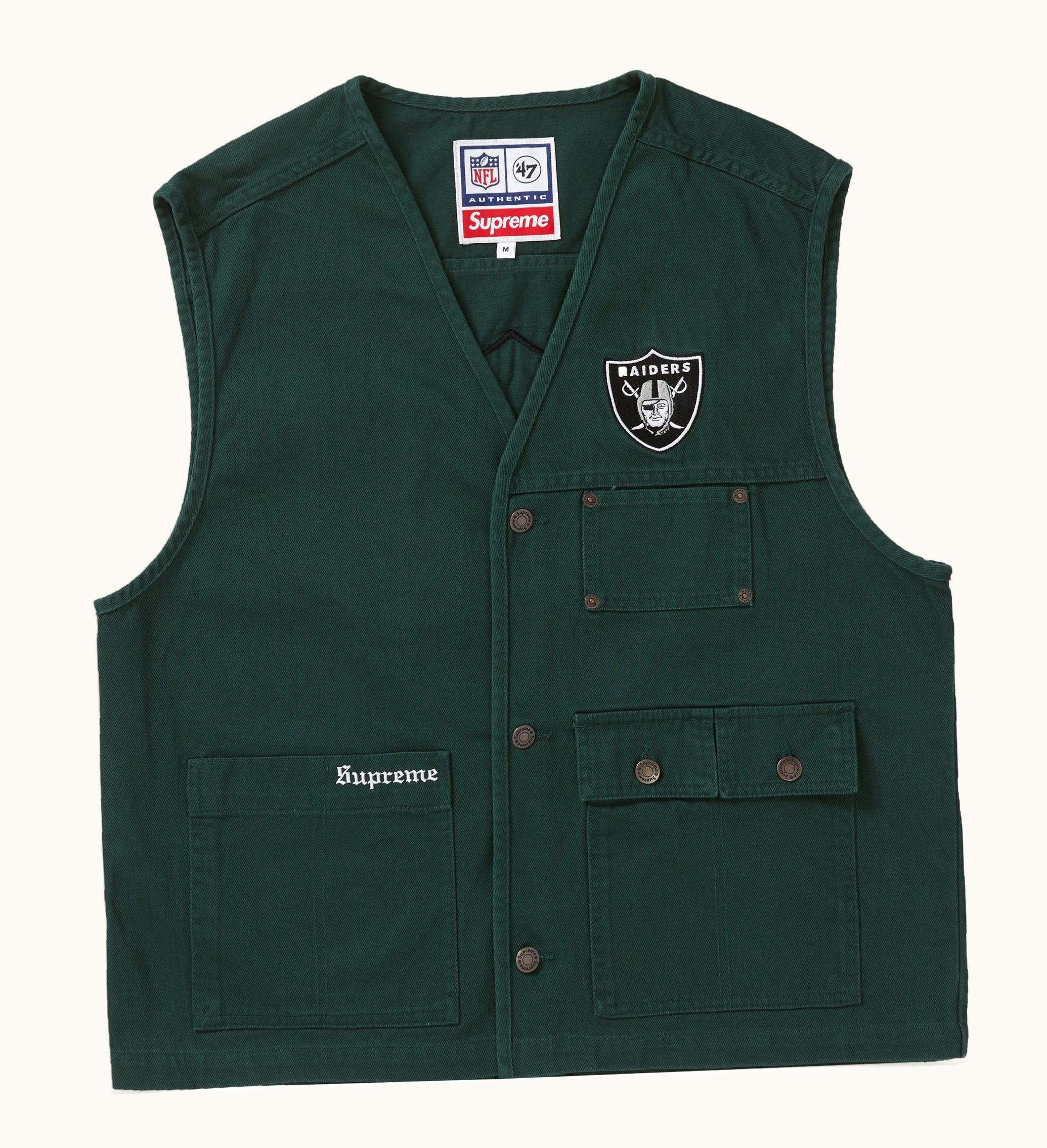 Supreme Supreme NFL Raiders 47 Denim Vest Dark Green