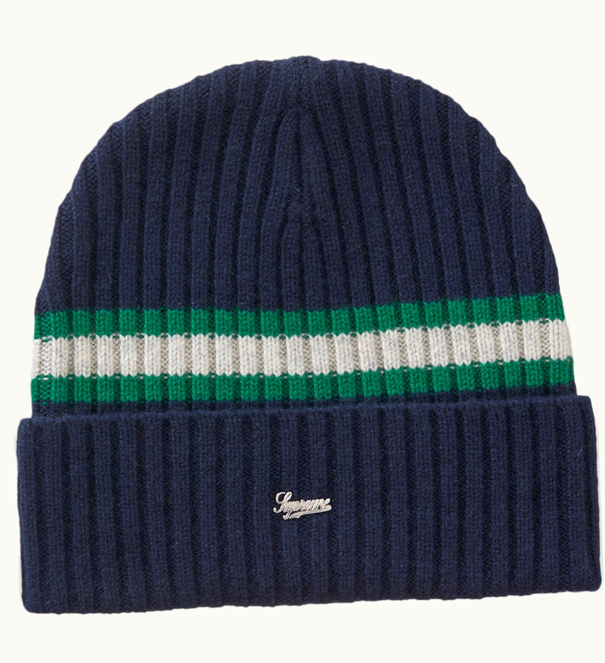Supreme Supreme Stripe Cashmere Beanie Navy