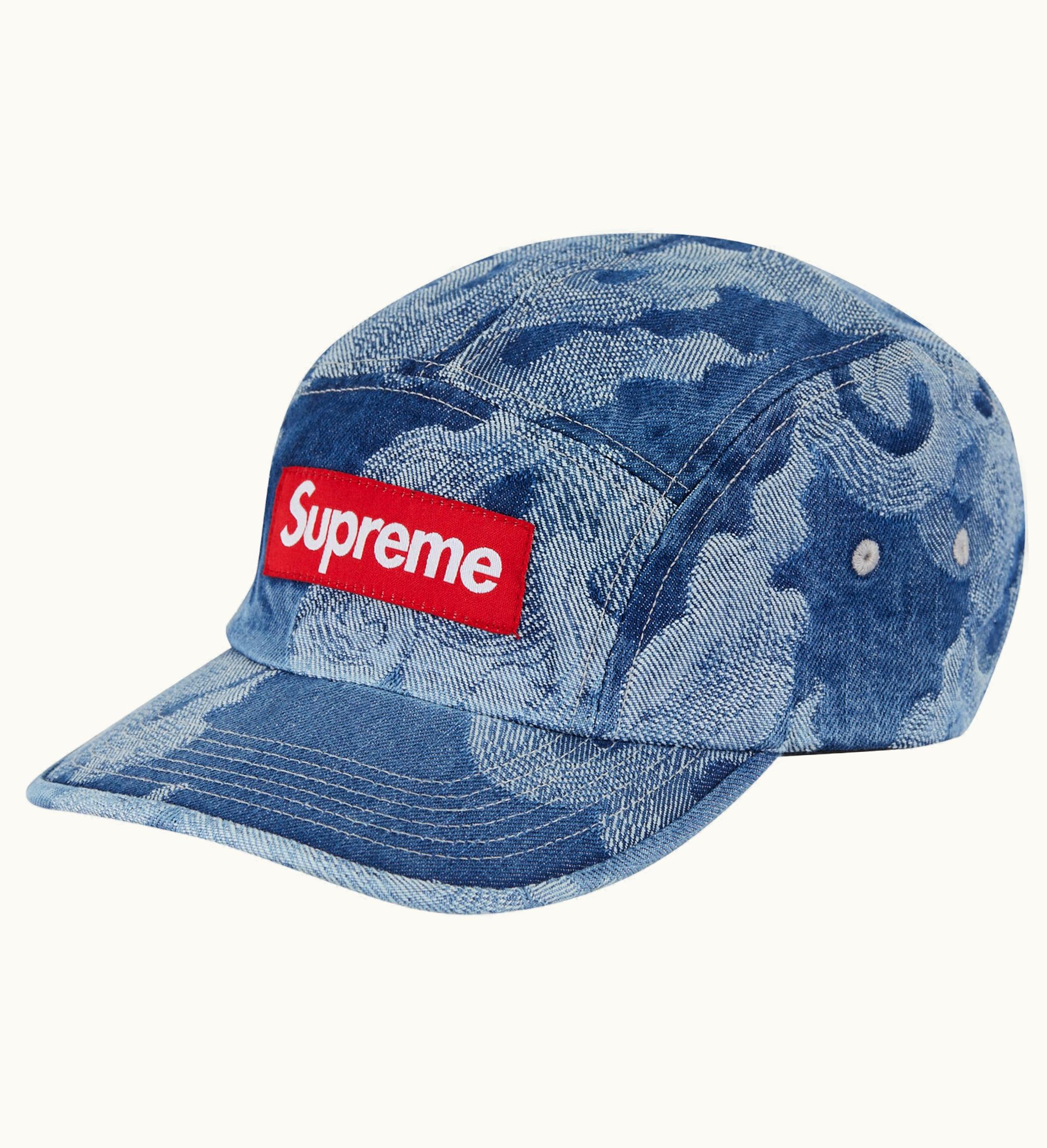 Supreme Supreme Flames Jacquard Denim Camp Cap Washed Indigo