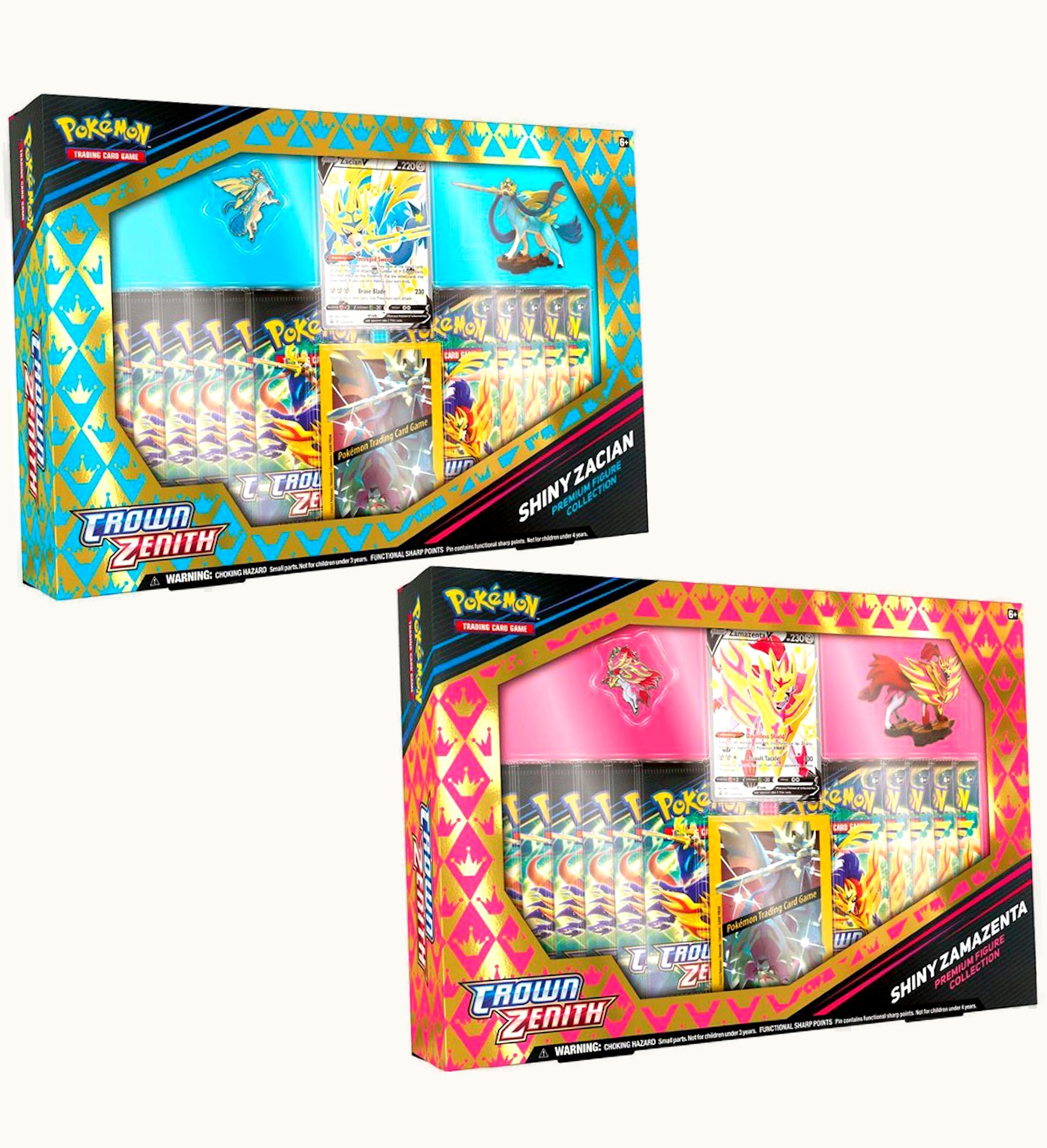 Pokemon Pokemon TCG Sword Shield Crown Zenith Shiny Zacian Shiny Zamazenta Premium Figure Collection Box 2x Bundle