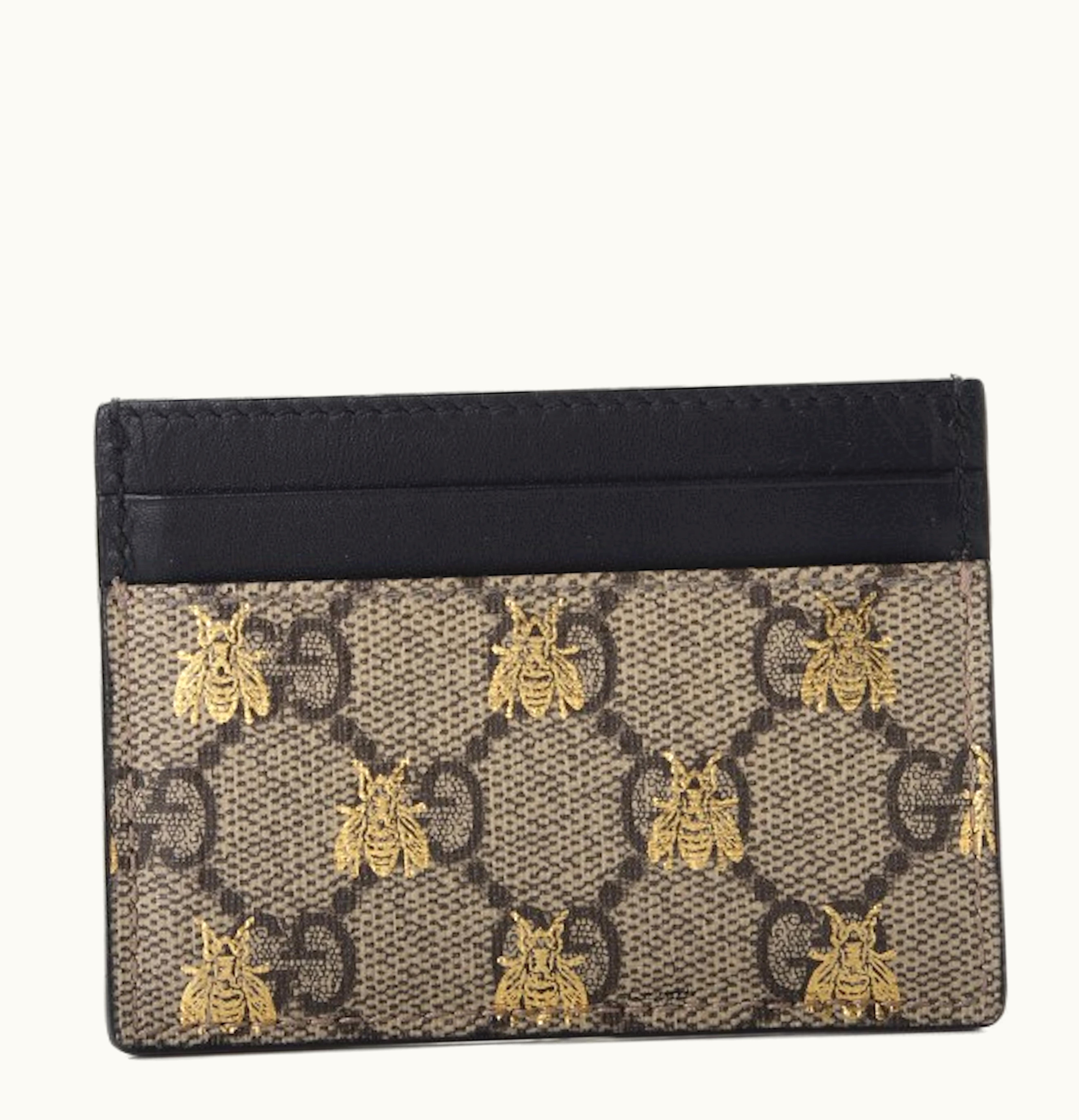 Gucci Gucci Card Case GG Supreme Bee Print Beige