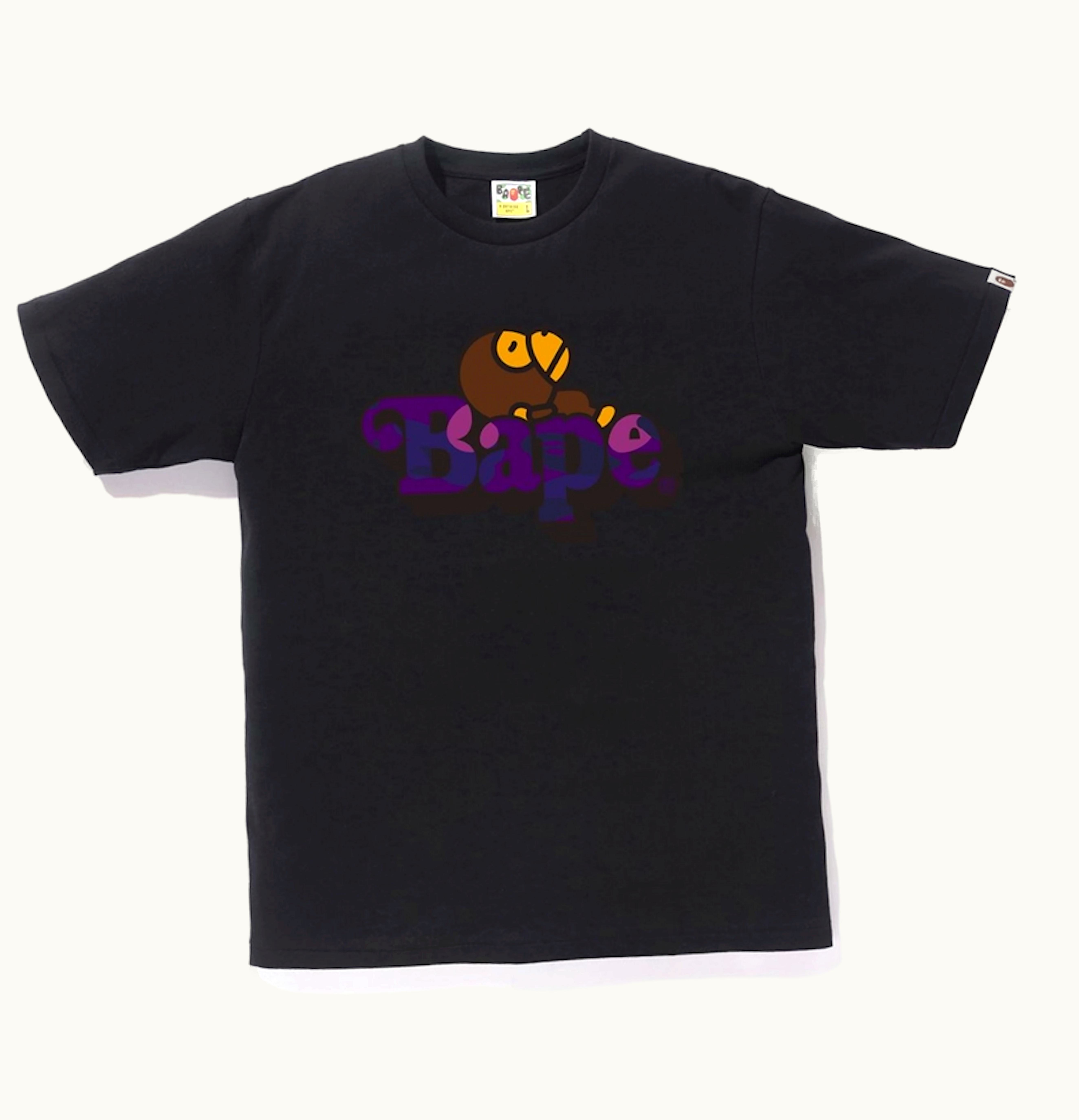 BAPE BAPE Color Camo Milo On BAPE Tee Black Purple