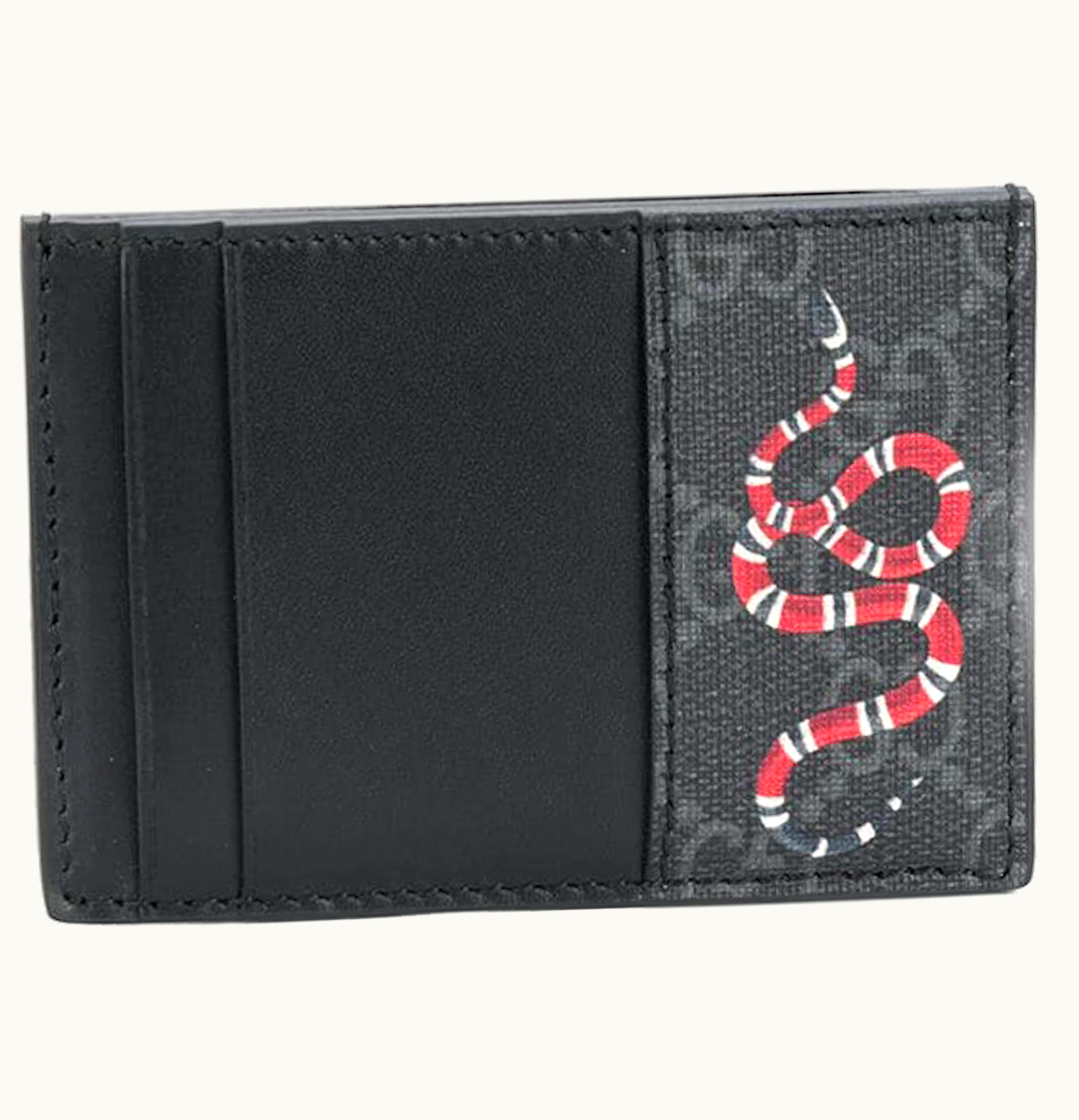 Gucci Gucci Card Case GG Supreme Kingsnake Print Black
