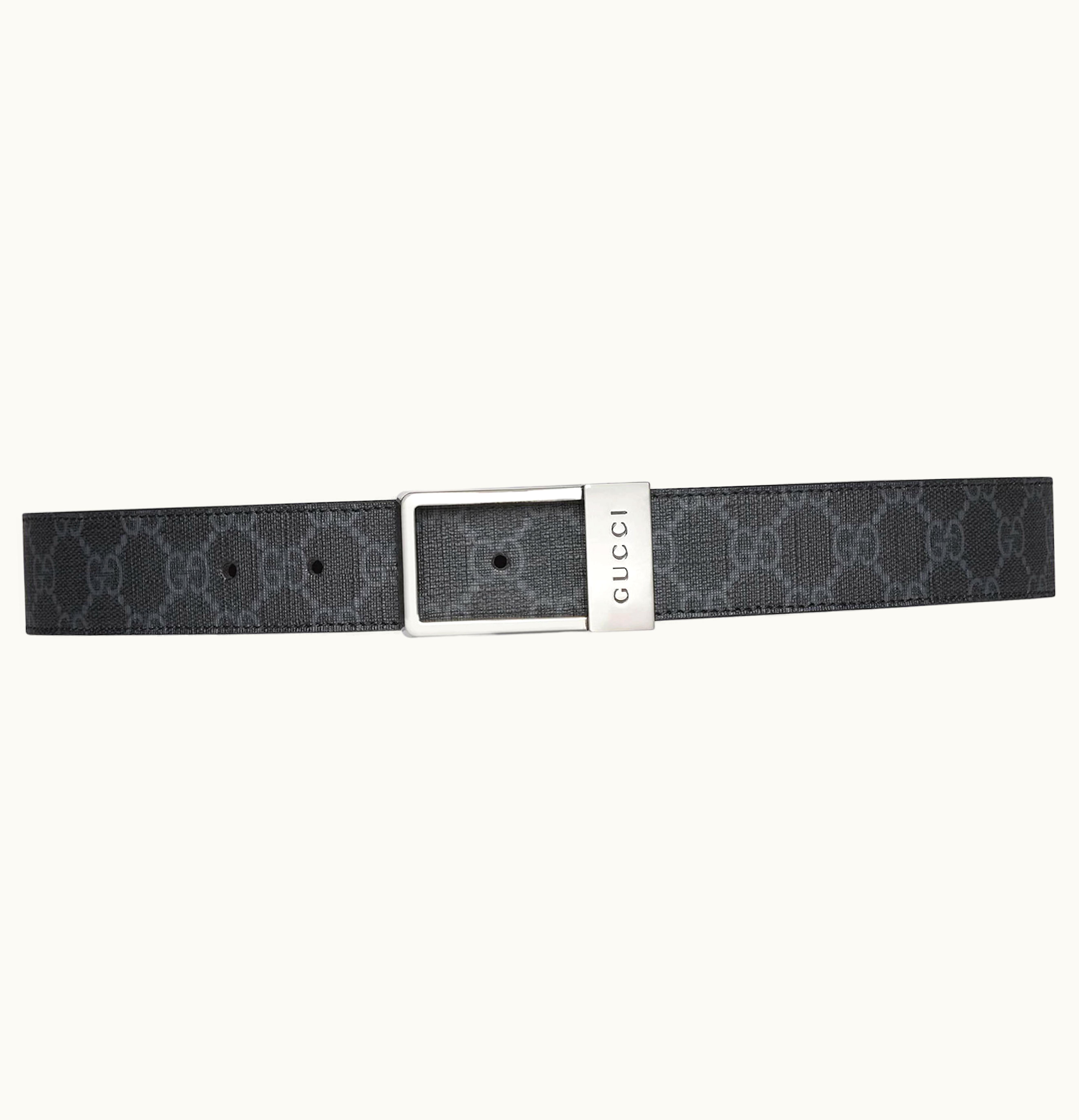 Gucci Gucci GG Belt With Rectangular Buckle GG Supreme Black