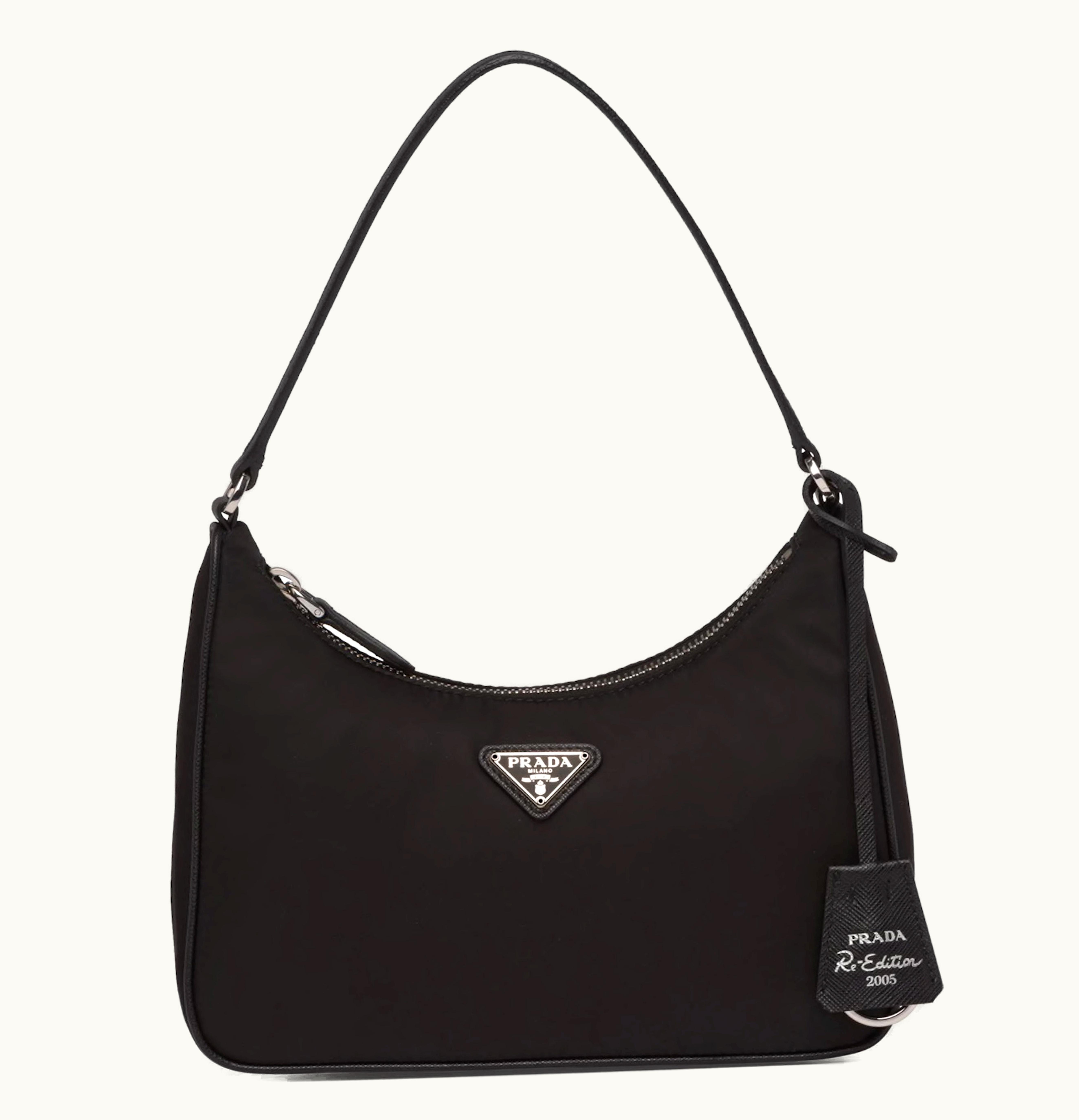 Prada Re Edition 2005 Mini Bag Nylon Saffiano Leather Strap Black