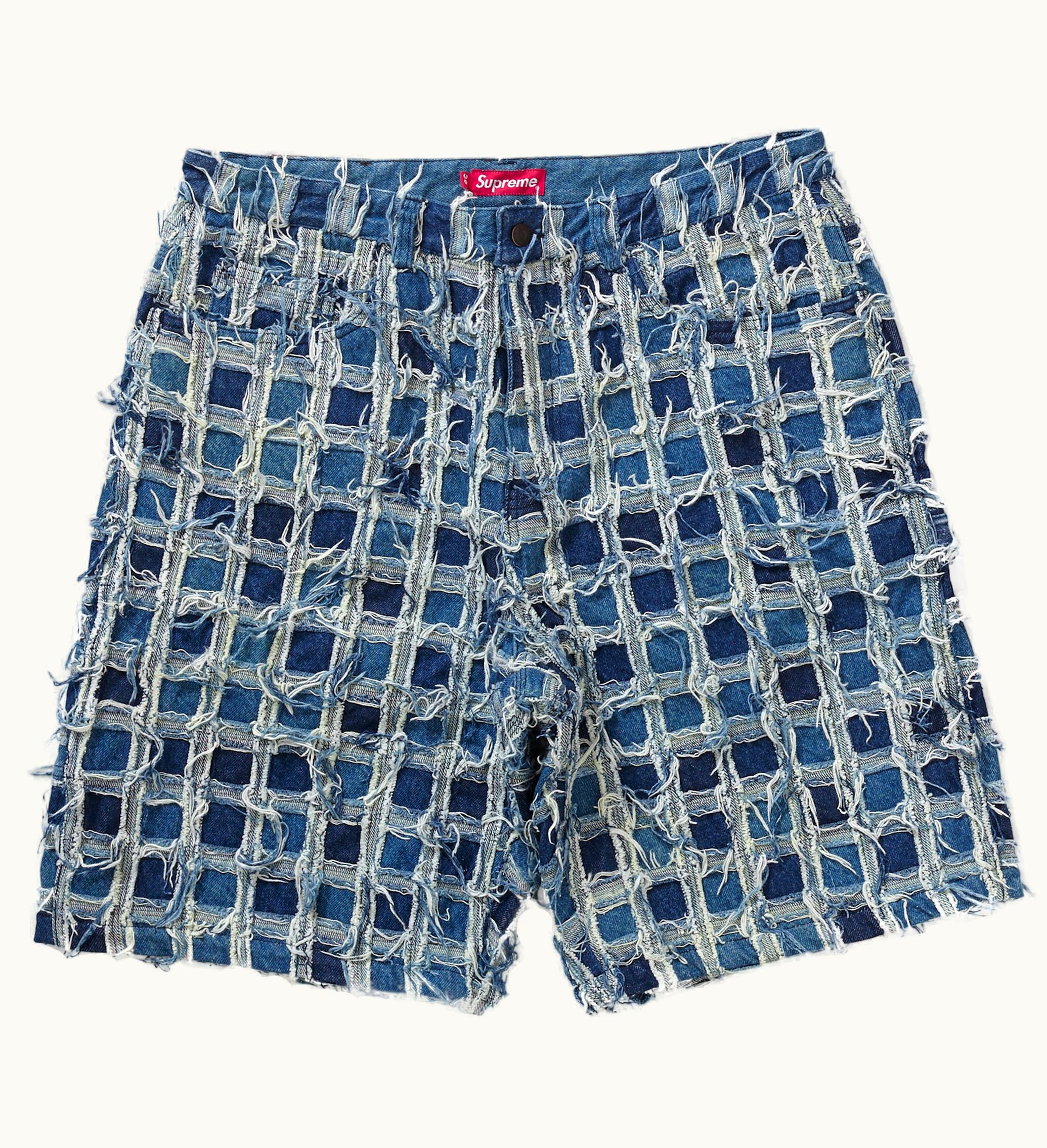 Supreme Supreme Frayed Patchwork Baggy Denim Short Washed Blue