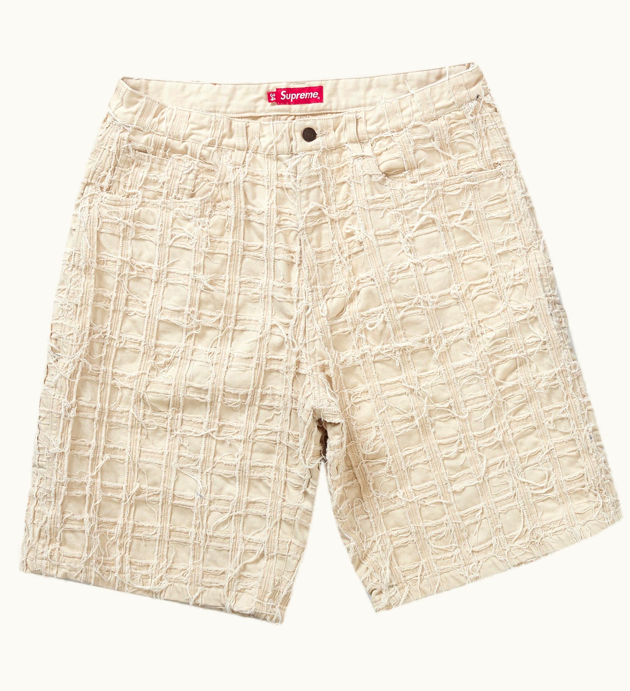 Supreme Supreme Frayed Patchwork Baggy Denim Short Natural