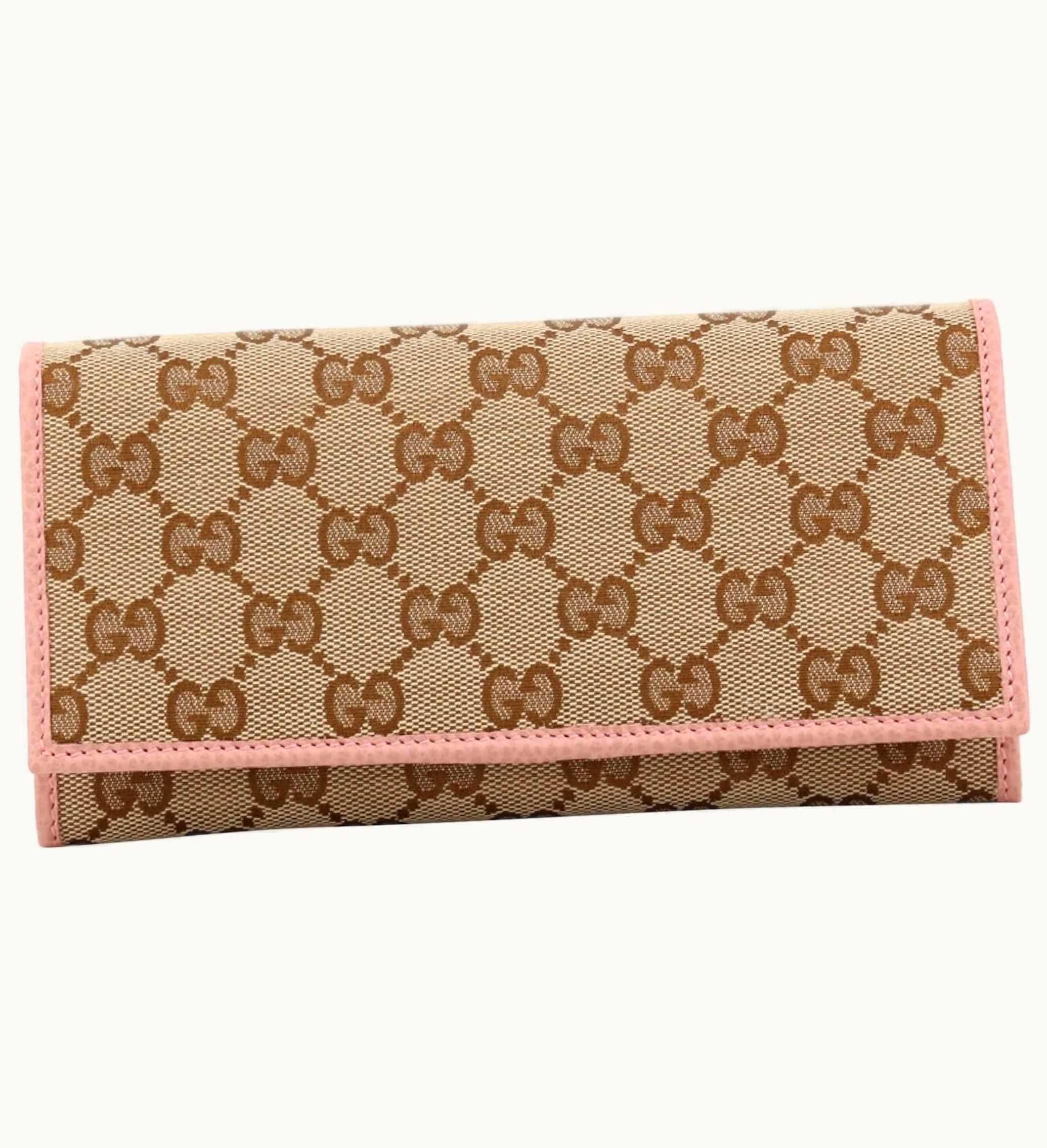 Gucci Gucci Continental Long Flap Wallet GG Supreme Pink Lining