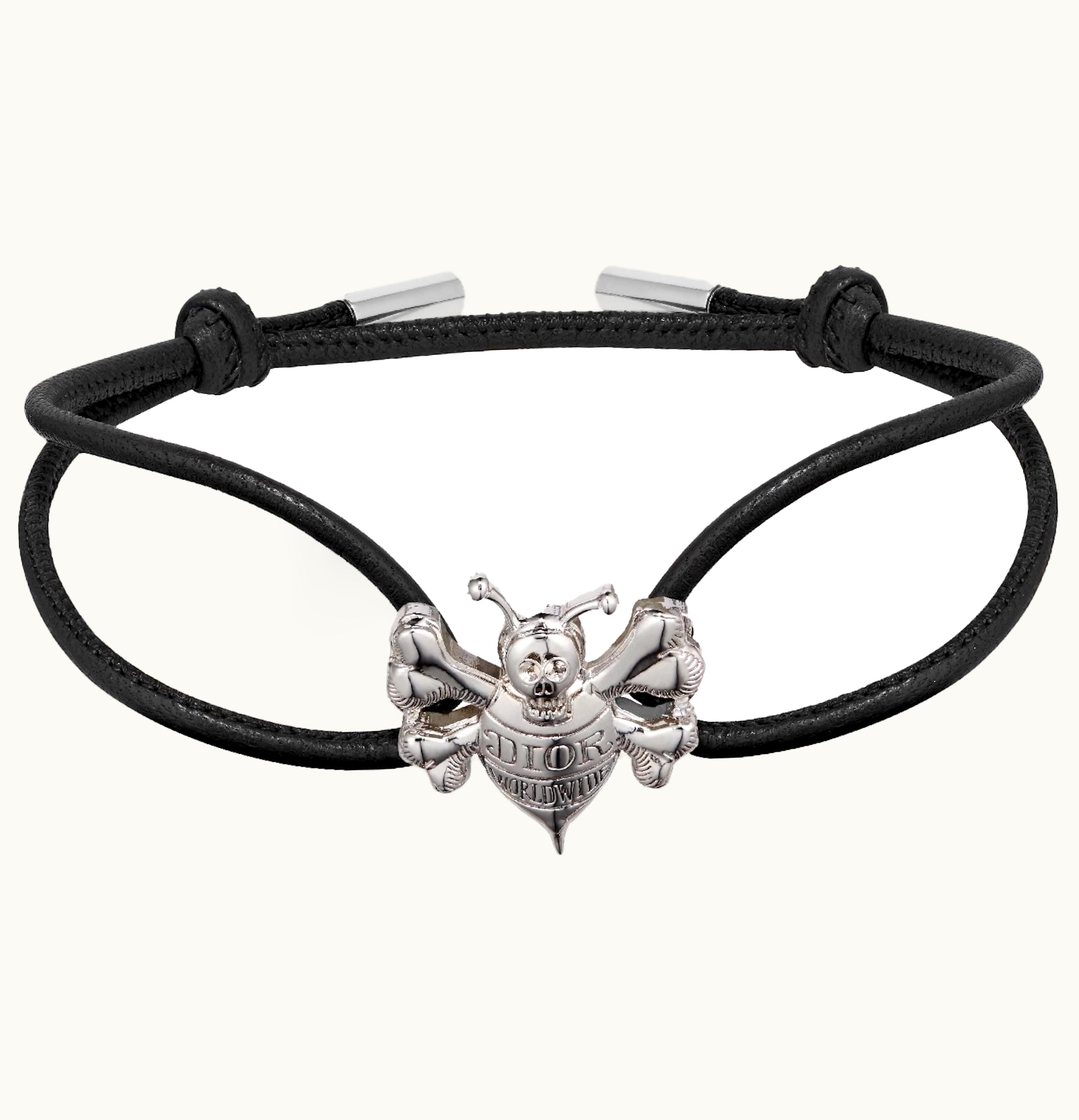 Dior Dior And Shawn Cord Bracelet Black Calfskin