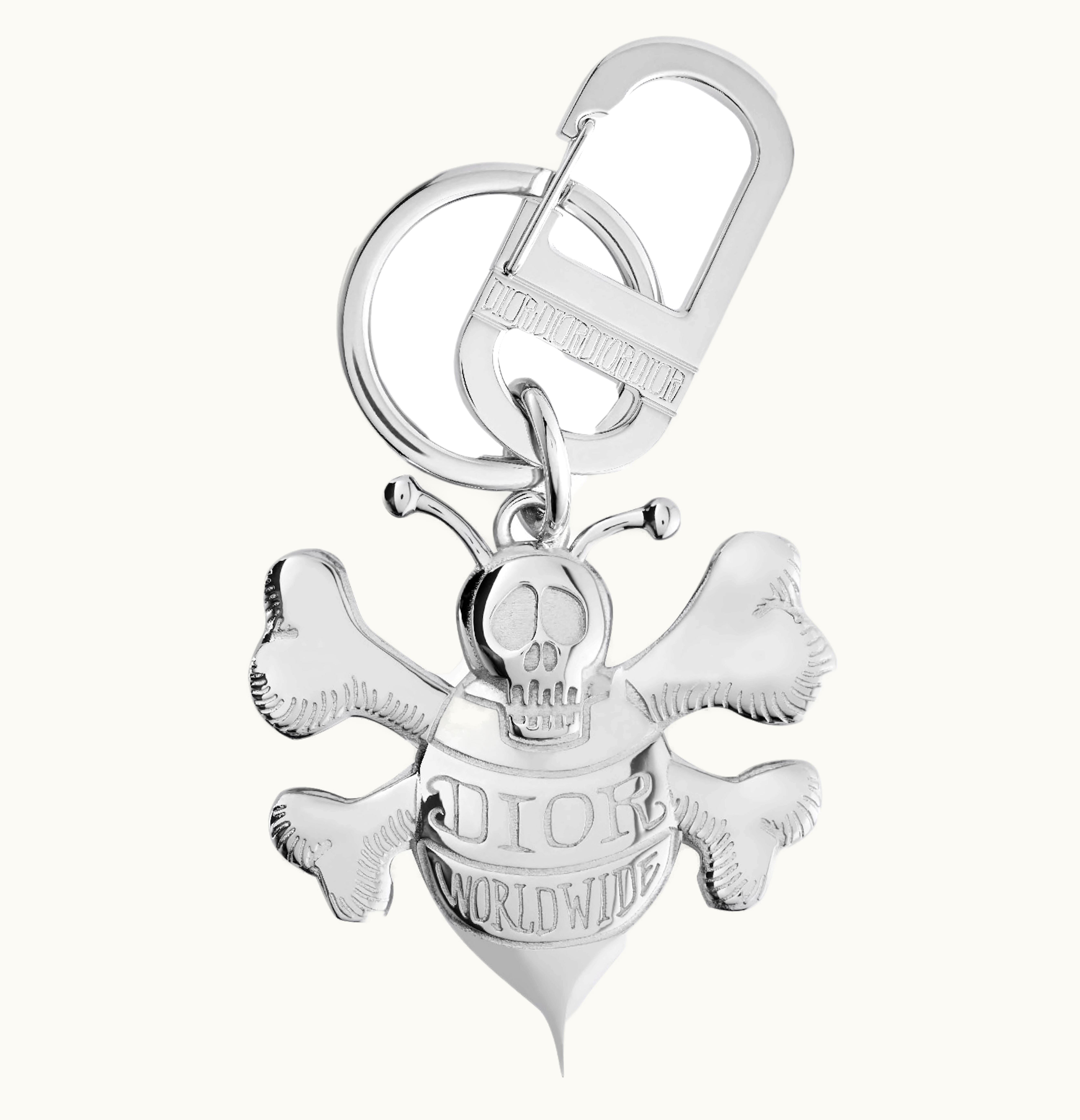 Dior Dior And Shawn Key Ring Silver Tone Brass